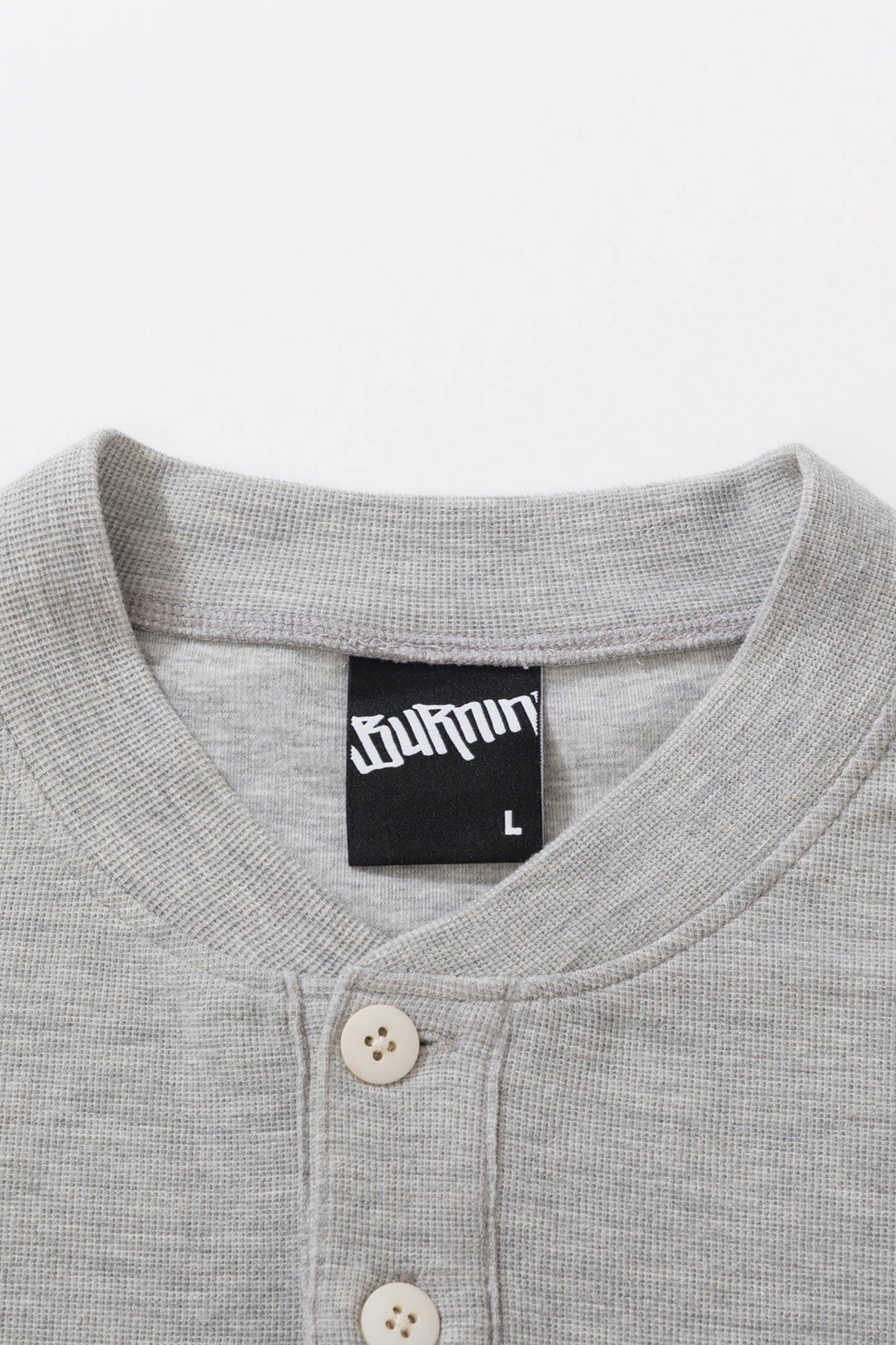 BURNIN*97'Series Worn Slogan Waffle Henley Collar Long Sleeve T-shirt - PSYLOS 1, BURNIN*97'Series Worn Slogan Waffle Henley Collar Long Sleeve T-shirt, T-shirt, Burnin, PSYLOS 1