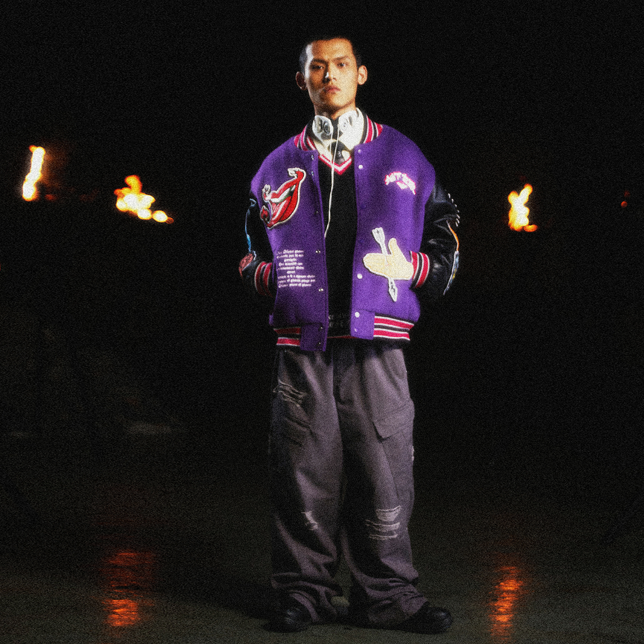 BURNIN* 11th Anniversary Underground Palace Velcro Patch Baseball Jacket - PSYLOS 1, BURNIN* 11th Anniversary Underground Palace Velcro Patch Baseball Jacket, Jacket, Burnin, PSYLOS 1