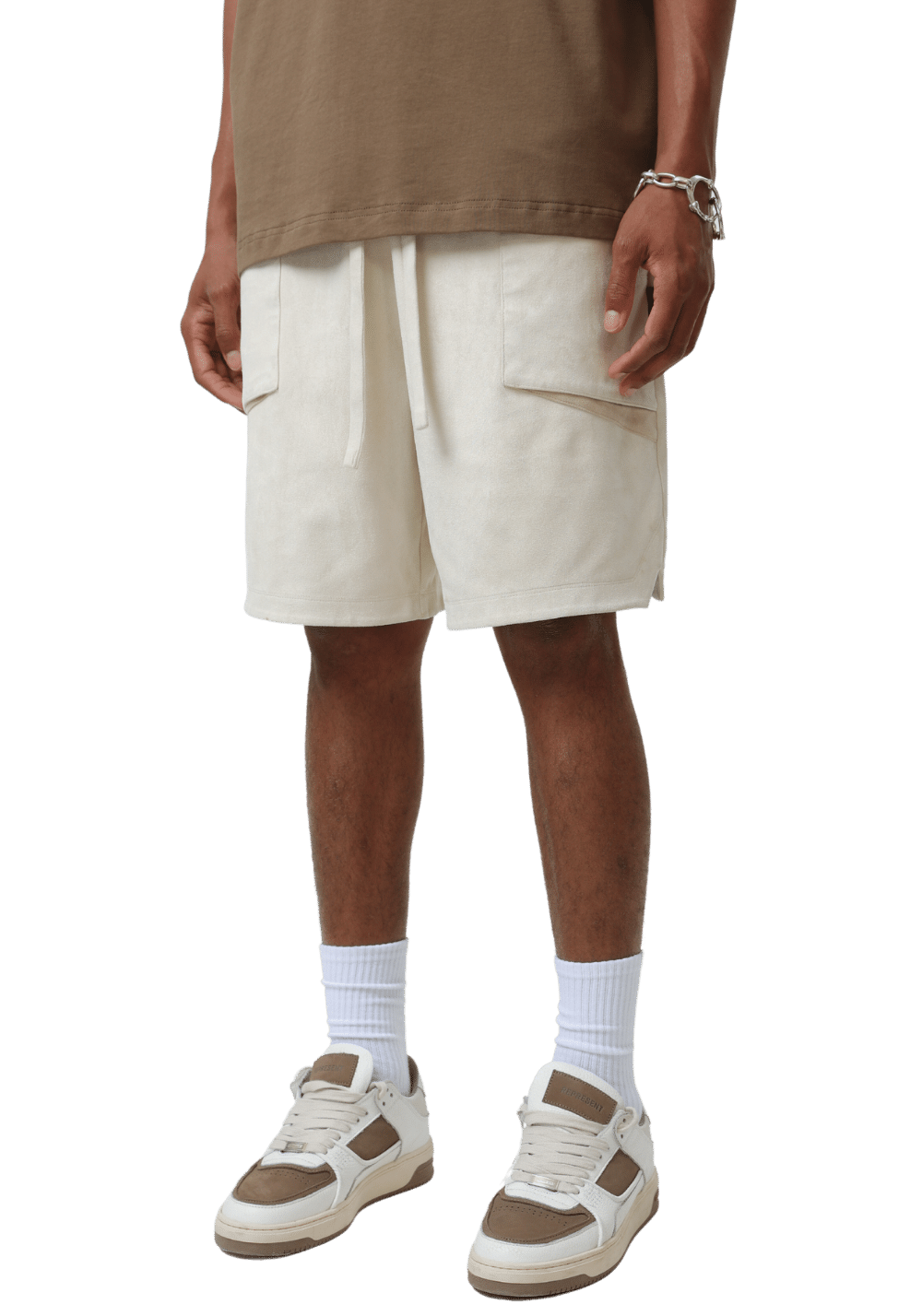 Irregular Pocket Suede Shorts - PSYLOS 1, Irregular Pocket Suede Shorts, Shorts, Boneless, PSYLOS 1