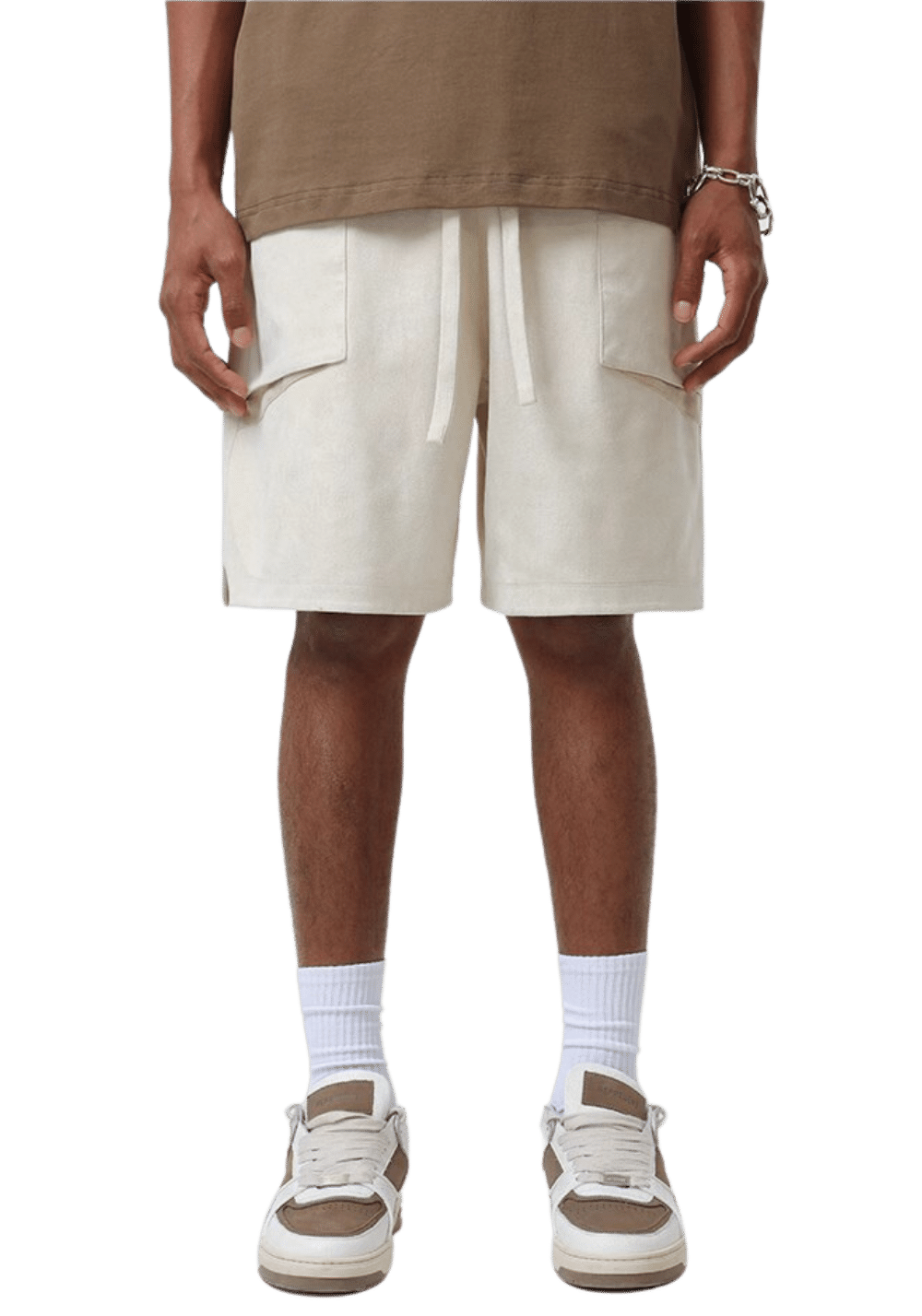 Irregular Pocket Suede Shorts - PSYLOS 1, Irregular Pocket Suede Shorts, Shorts, Boneless, PSYLOS 1