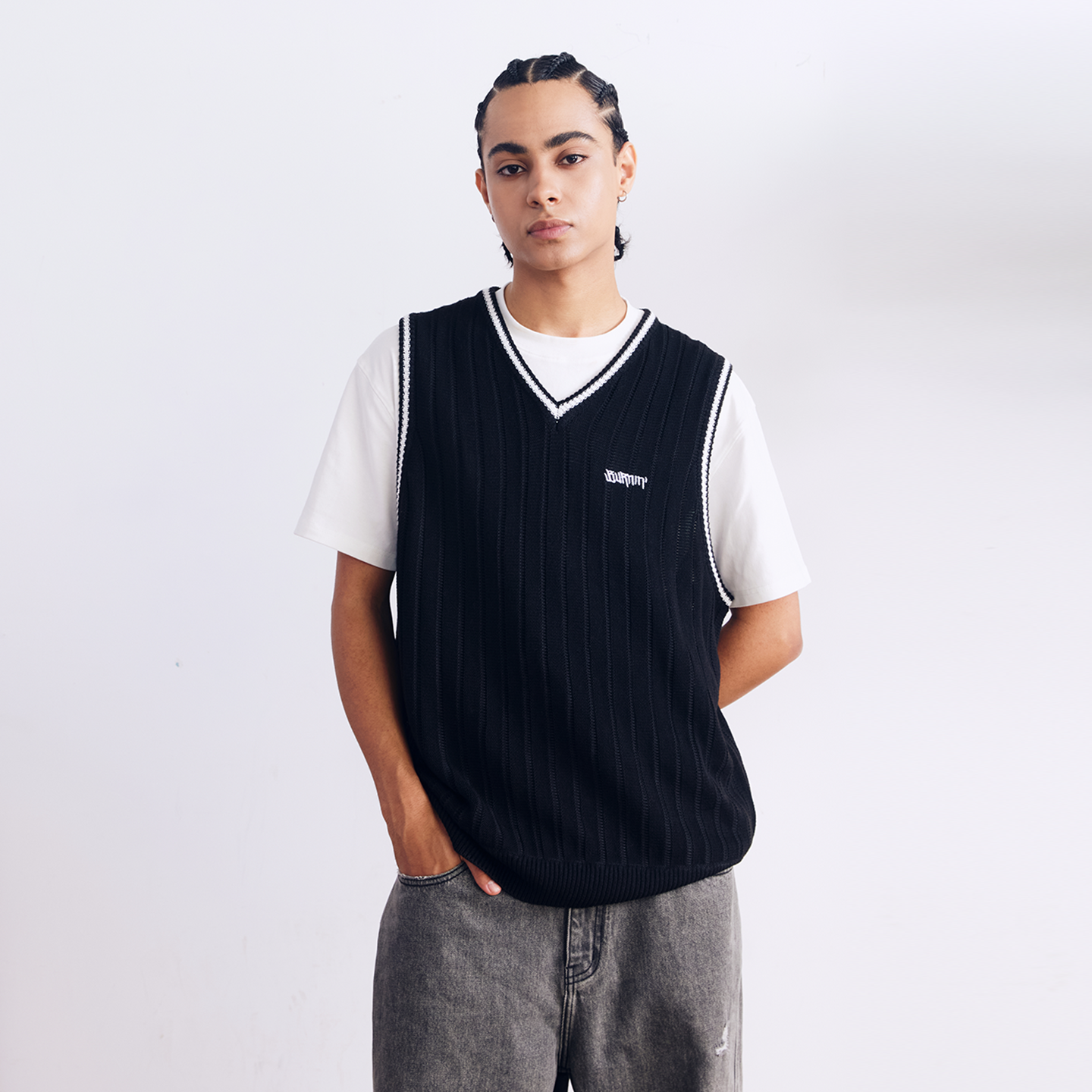 BURNIN* “97’series” v-neck custom knitted vest - PSYLOS 1, BURNIN* “97’series” v-neck custom knitted vest, T-Shirt, Burnin, PSYLOS 1