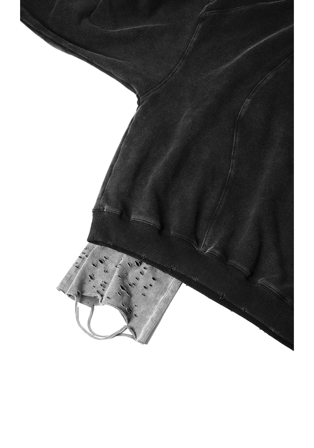 RELABEL丨Three-Dimensional Construction (Carving) Detachable Distressed Hood Washed Deep Gray Multi-Way Crewneck Sweatshirt - PSYLOS 1, RELABEL丨Three-Dimensional Construction (Carving) Detachable Distressed Hood Washed Deep Gray Multi-Way Crewneck Sweatshirt, Hoodie, RELABEL, PSYLOS 1