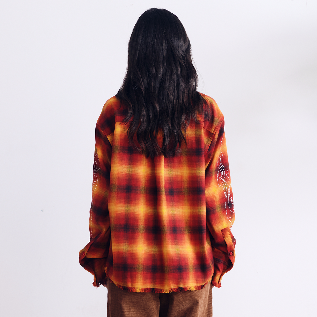 BURNIN "97' SERIES" FRAYED DISTRESSED PLAID EMBROIDERED SHIRT - PSYLOS 1, BURNIN "97' SERIES" FRAYED DISTRESSED PLAID EMBROIDERED SHIRT, Shirts, Burnin, PSYLOS 1