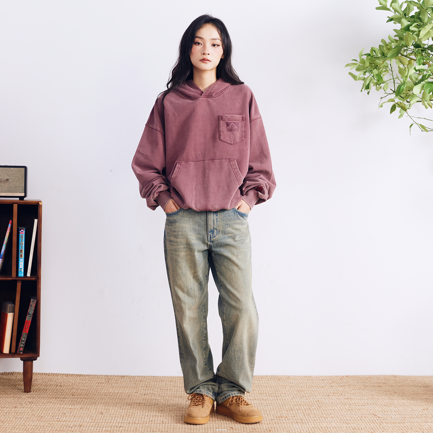 BURNIN* “97’series” worn square logo washed and distressed hooded sweatshirt - PSYLOS 1, BURNIN* “97’series” worn square logo washed and distressed hooded sweatshirt, T-Shirt, Burnin, PSYLOS 1