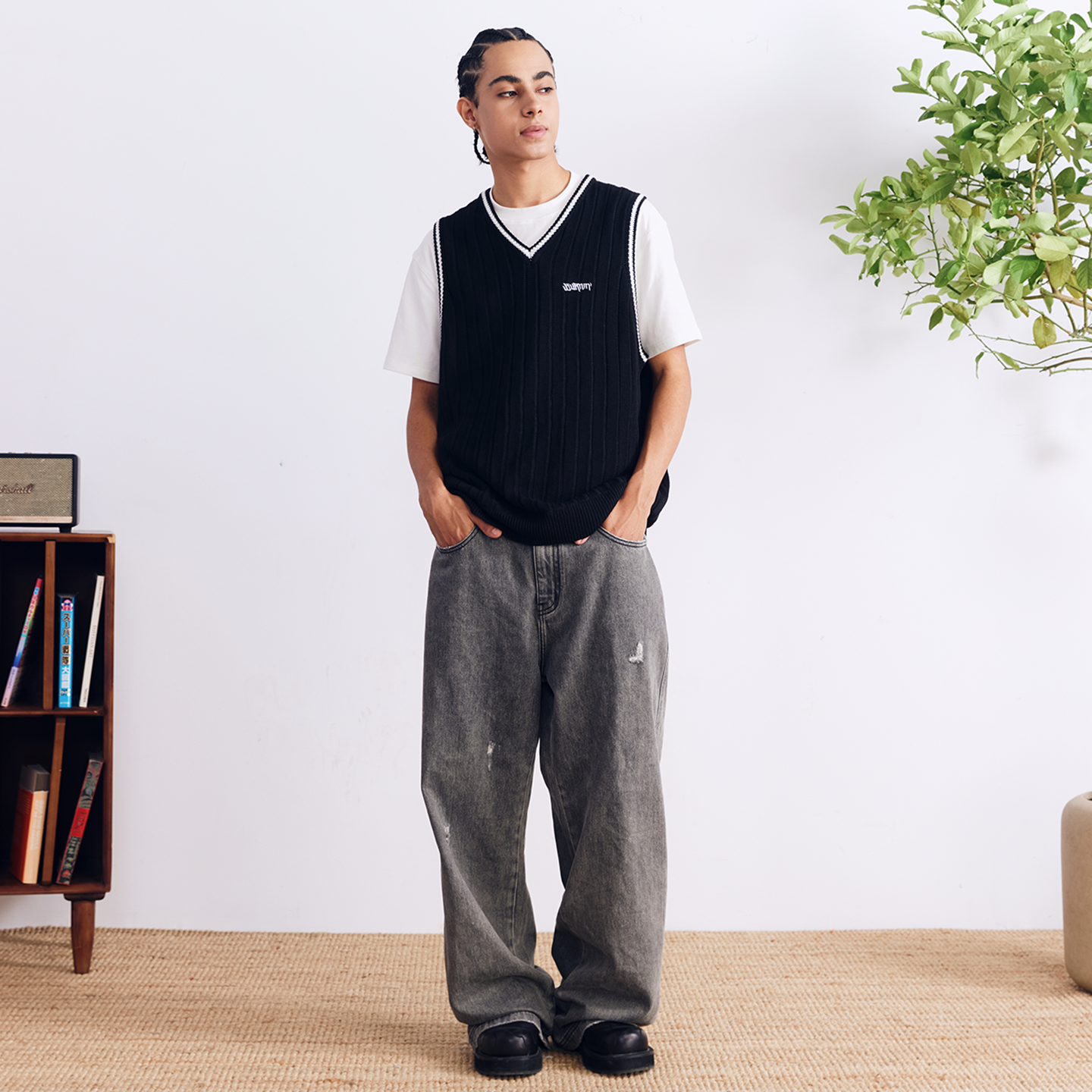 BURNIN* “97’series” v-neck custom knitted vest - PSYLOS 1, BURNIN* “97’series” v-neck custom knitted vest, T-Shirt, Burnin, PSYLOS 1