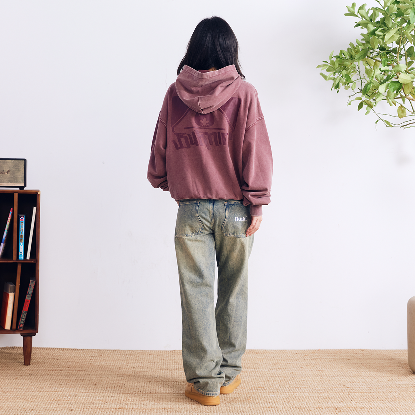 BURNIN* “97’series” worn square logo washed and distressed hooded sweatshirt - PSYLOS 1, BURNIN* “97’series” worn square logo washed and distressed hooded sweatshirt, T-Shirt, Burnin, PSYLOS 1