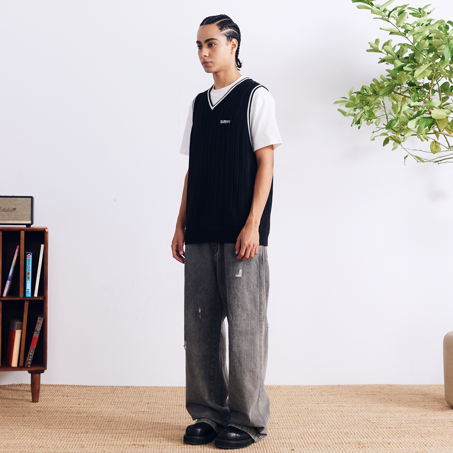 BURNIN* “97’series” v-neck custom knitted vest - PSYLOS 1, BURNIN* “97’series” v-neck custom knitted vest, T-Shirt, Burnin, PSYLOS 1