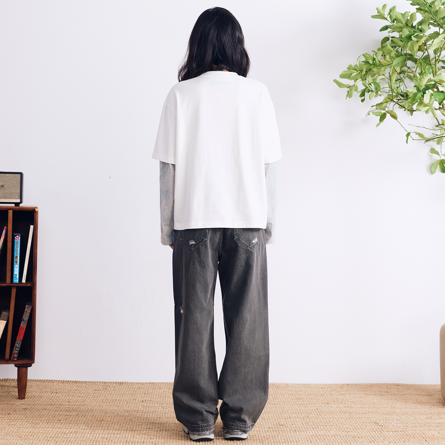 BURNIN* “97’series” worn fire pattern fake two-piece T-shirt - PSYLOS 1, BURNIN* “97’series” worn fire pattern fake two-piece T-shirt, T-Shirt, Burnin, PSYLOS 1