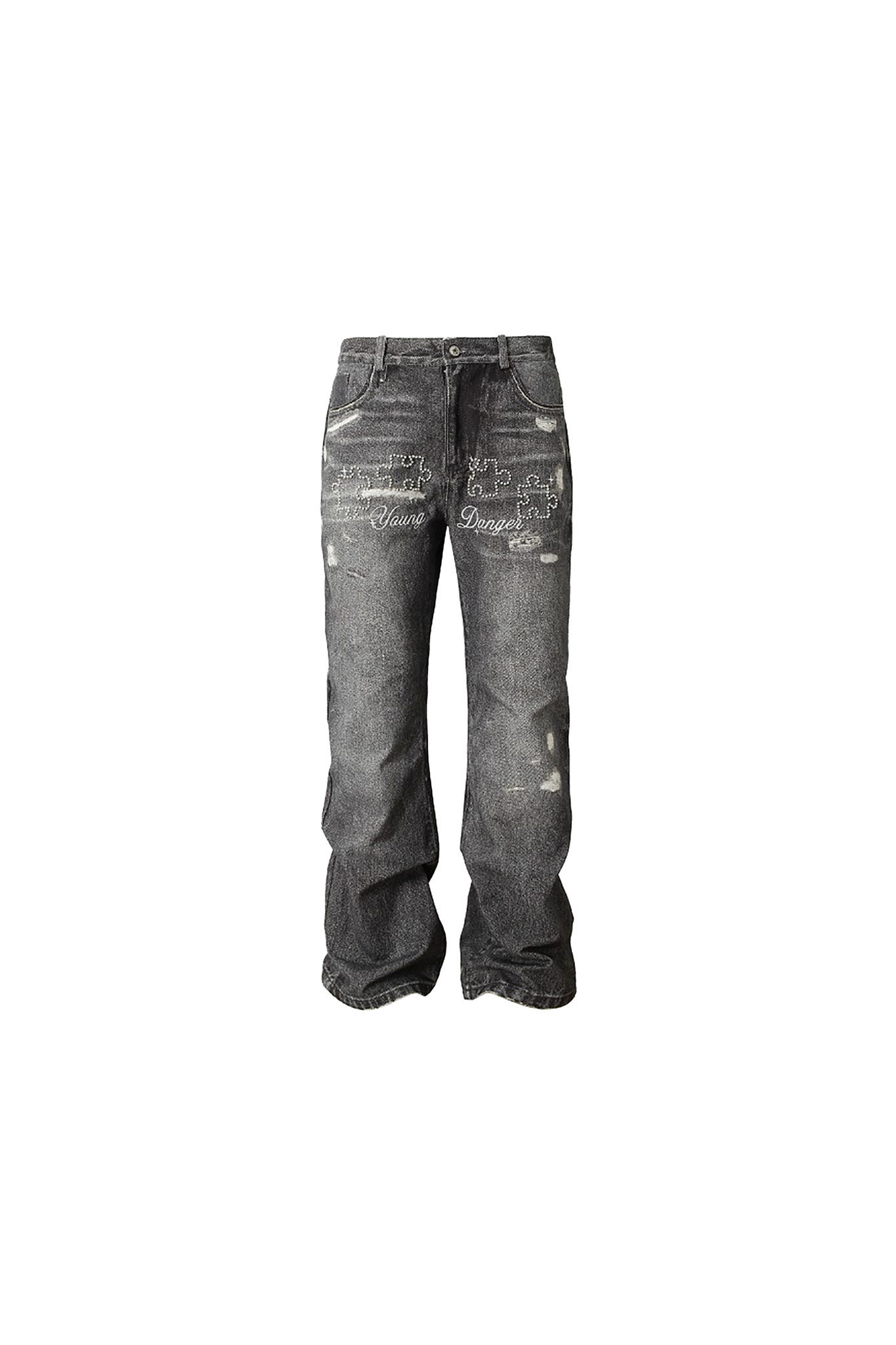 Pearl Embroidered Puzzle Jeans