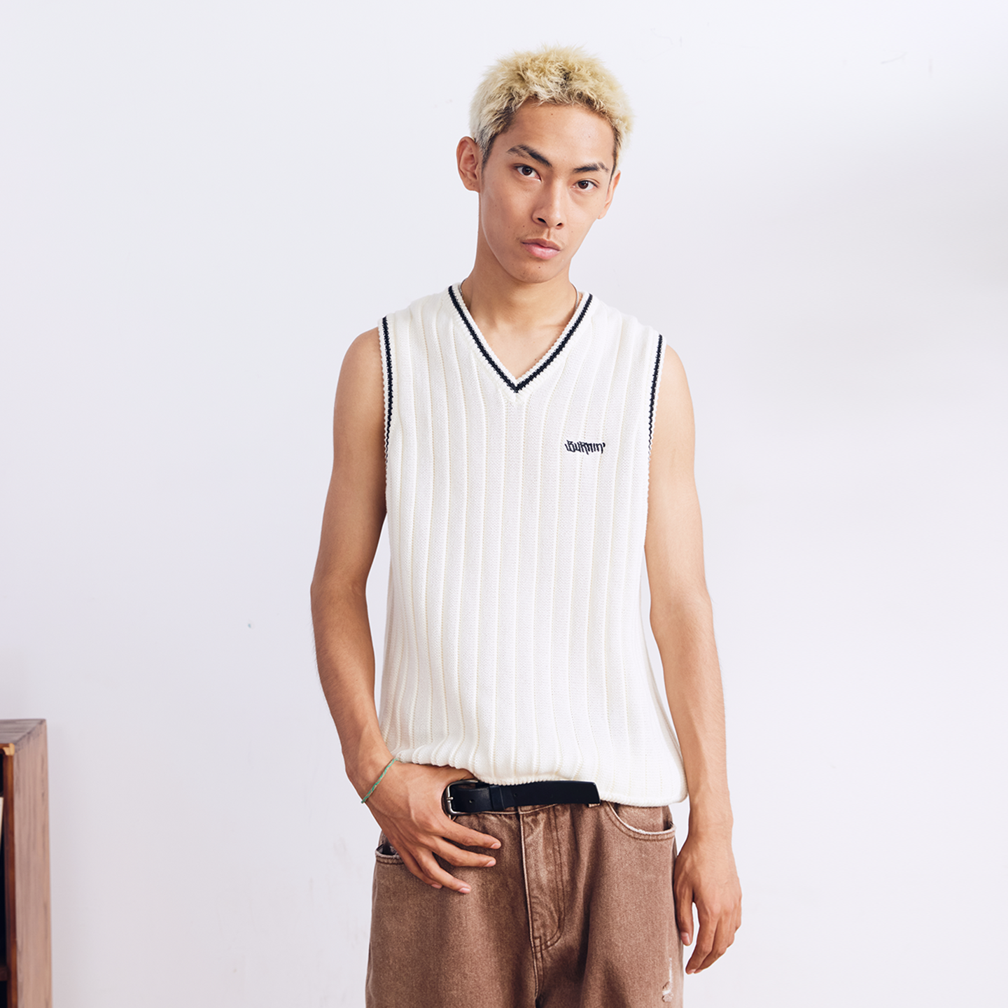 BURNIN* “97’series” v-neck custom knitted vest - PSYLOS 1, BURNIN* “97’series” v-neck custom knitted vest, T-Shirt, Burnin, PSYLOS 1