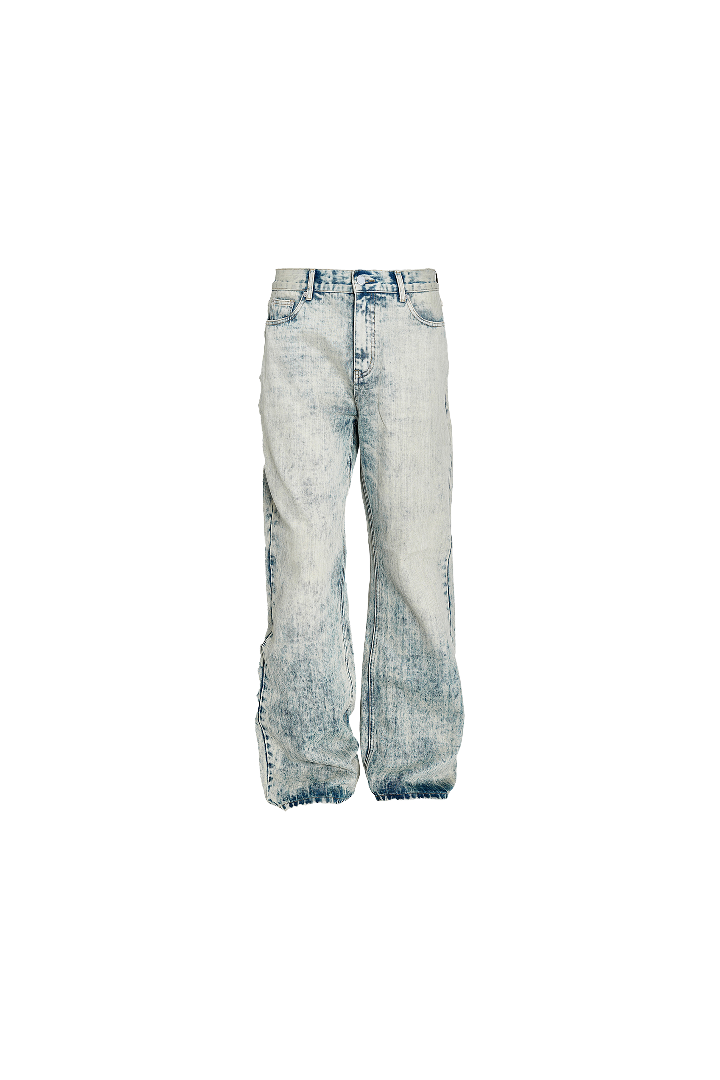 STEEPC Retro Bamboo Texture Washed Faded Distressed Straight Bootcut Jeans