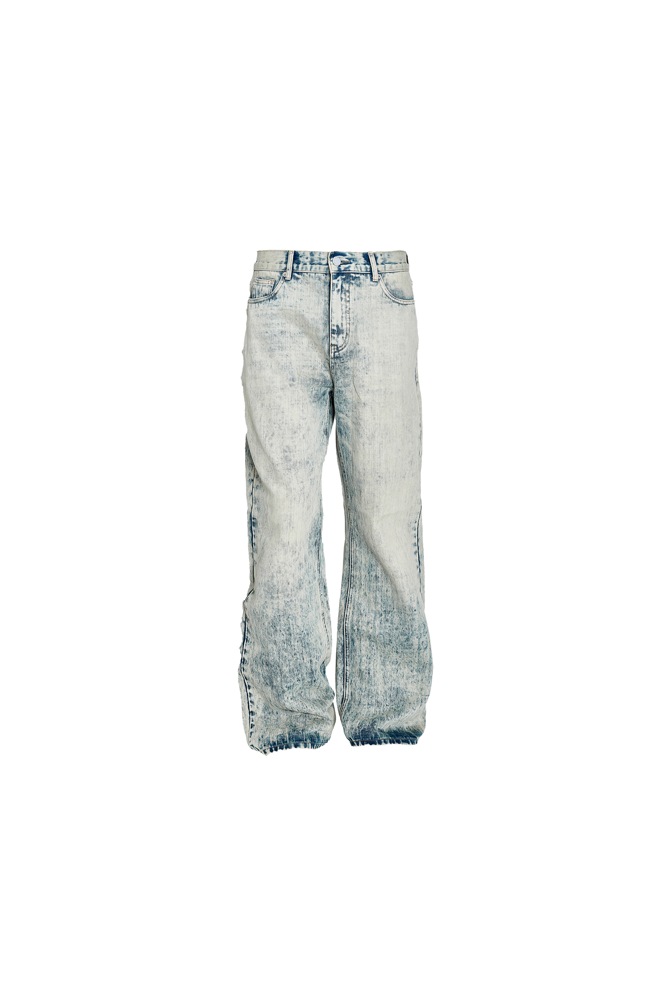 STEEPC Retro Bamboo Texture Washed Faded Distressed Straight Bootcut Jeans