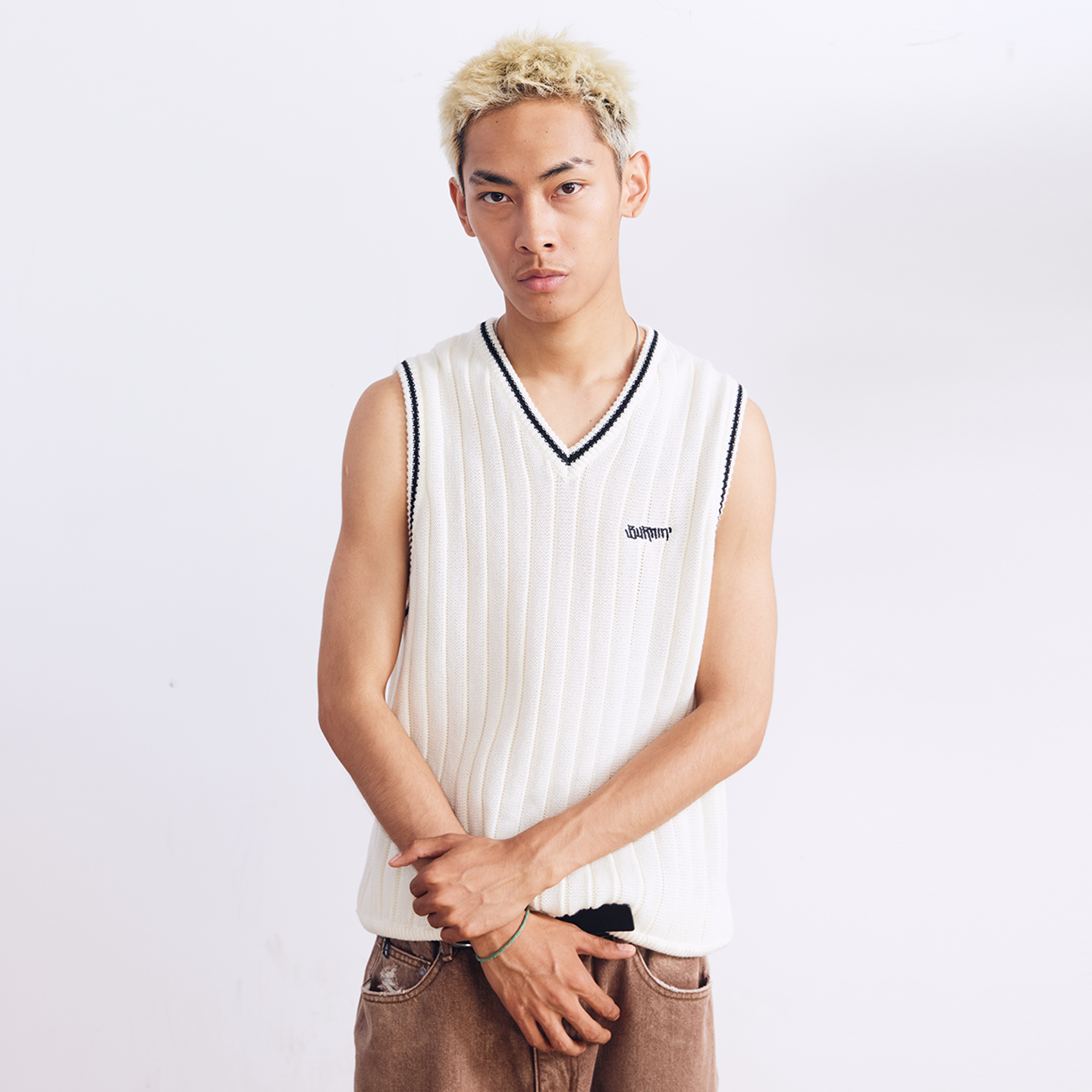 BURNIN* “97’series” v-neck custom knitted vest - PSYLOS 1, BURNIN* “97’series” v-neck custom knitted vest, T-Shirt, Burnin, PSYLOS 1