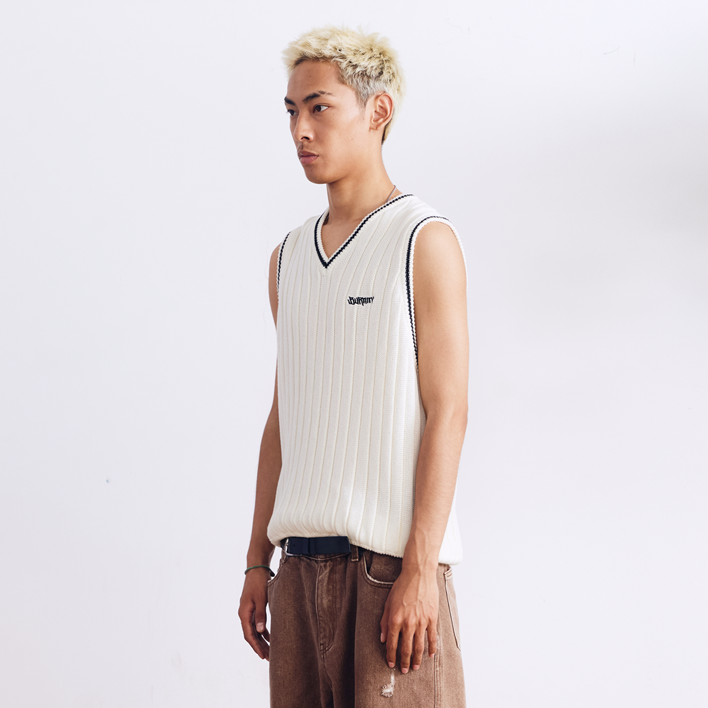 BURNIN* “97’series” v-neck custom knitted vest - PSYLOS 1, BURNIN* “97’series” v-neck custom knitted vest, T-Shirt, Burnin, PSYLOS 1