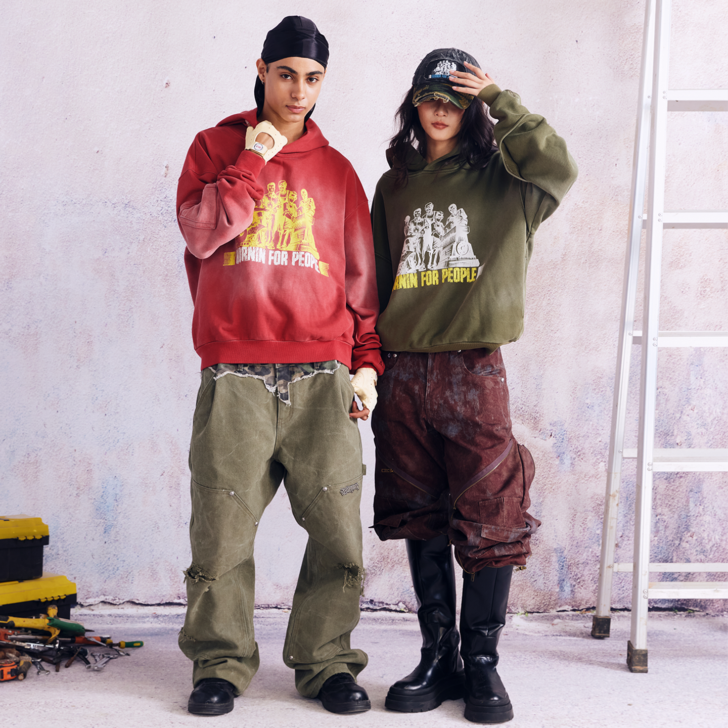 BURNIN Distressed Washed Printed Hoodie - PSYLOS 1, BURNIN Distressed Washed Printed Hoodie, Hoodie, Burnin, PSYLOS 1