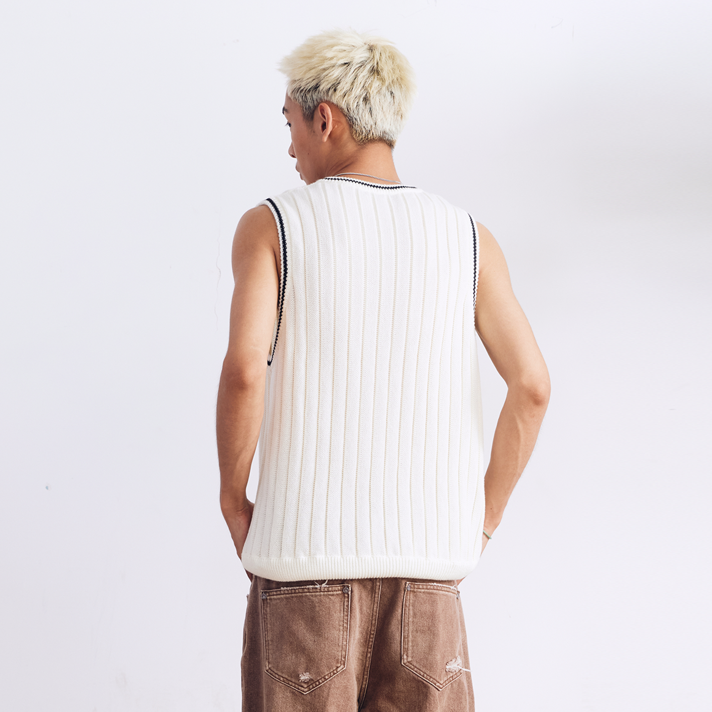 BURNIN* “97’series” v-neck custom knitted vest - PSYLOS 1, BURNIN* “97’series” v-neck custom knitted vest, T-Shirt, Burnin, PSYLOS 1