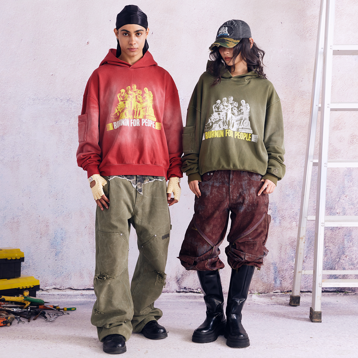 BURNIN Distressed Washed Printed Hoodie - PSYLOS 1, BURNIN Distressed Washed Printed Hoodie, Hoodie, Burnin, PSYLOS 1