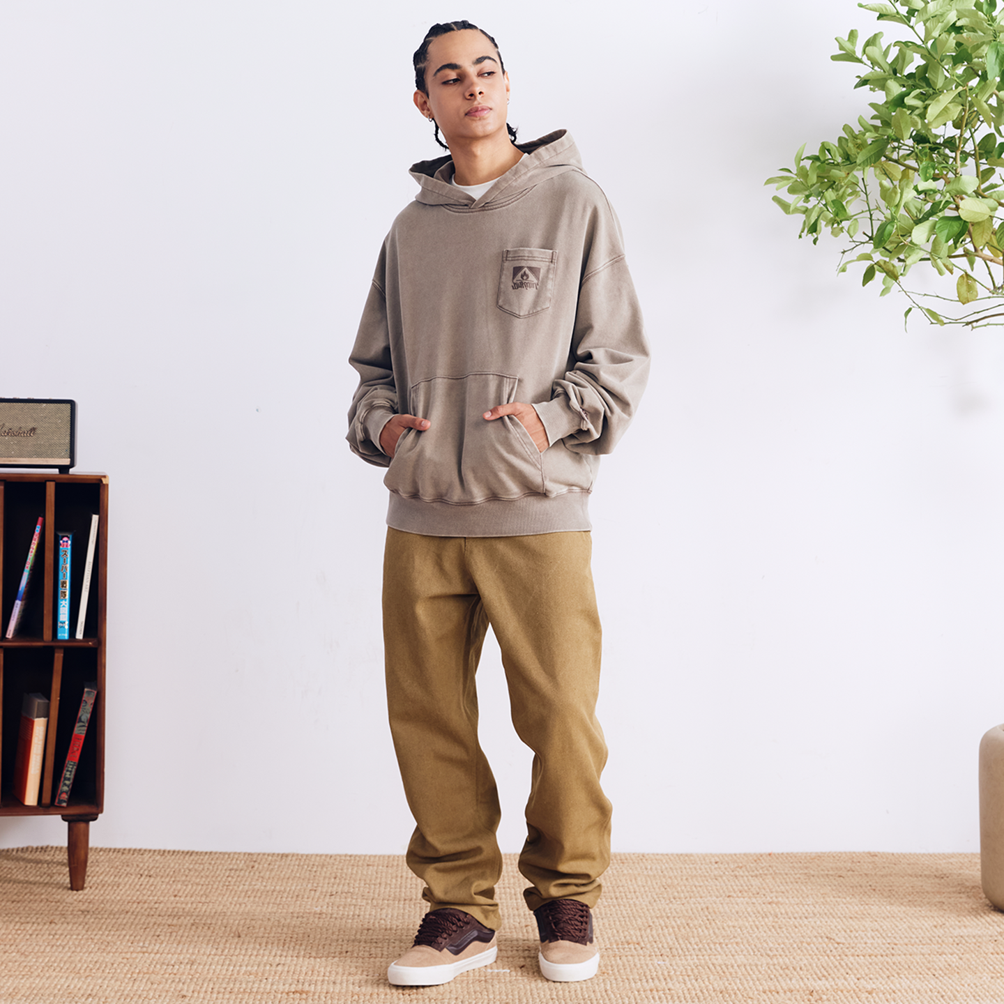 BURNIN* “97’series” worn square logo washed and distressed hooded sweatshirt - PSYLOS 1, BURNIN* “97’series” worn square logo washed and distressed hooded sweatshirt, T-Shirt, Burnin, PSYLOS 1