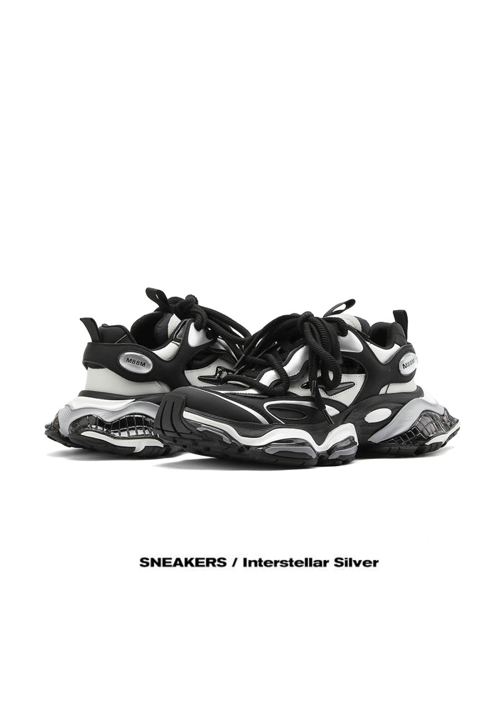 M88M丨Haoyue Chunky Dad Sneakers - Black & Silver - PSYLOS 1, M88M丨Haoyue Chunky Dad Sneakers - Black & Silver, Chunky Sneakers, M88M, PSYLOS 1