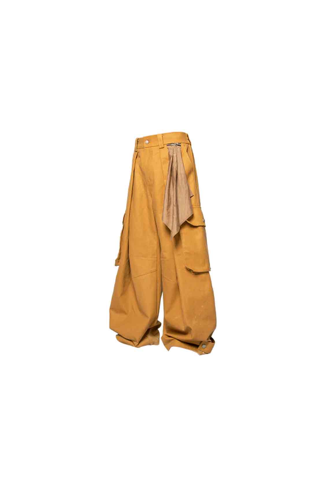 Removable Scarf Pleated Silhouette Trousers