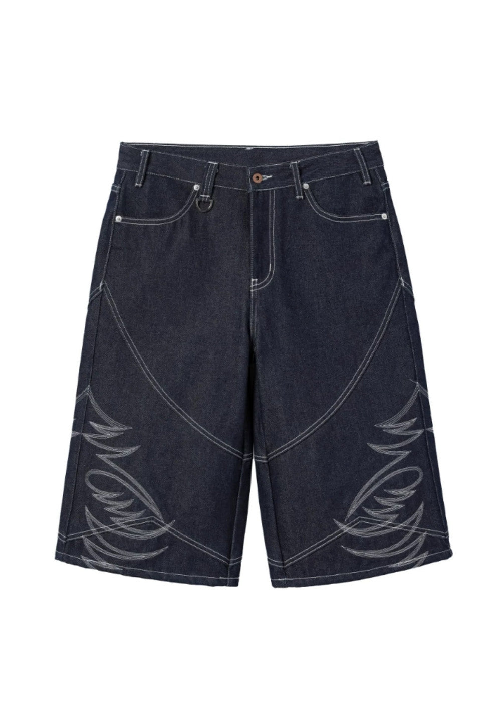 REGEN ZONE丨"RIOT" Armor Embroidered Raw Denim Shorts - PSYLOS 1, REGEN ZONE丨"RIOT" Armor Embroidered Raw Denim Shorts, Shorts, REGEN ZONE•JAPAN, PSYLOS 1