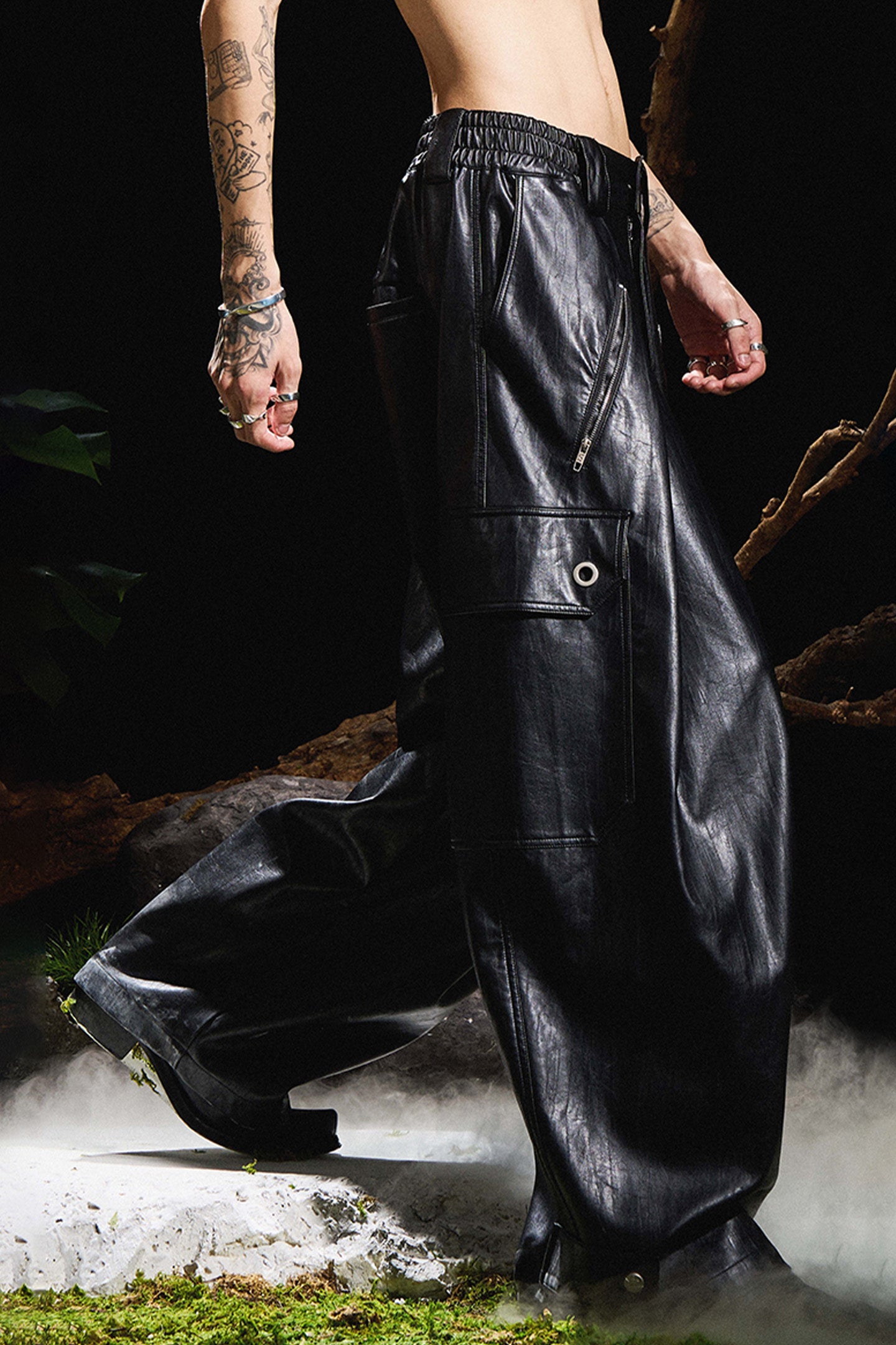 RELABEL丨Pleated Tapered Leather Pants - PSYLOS 1, RELABEL丨Pleated Tapered Leather Pants, Pants, RELABEL, PSYLOS 1