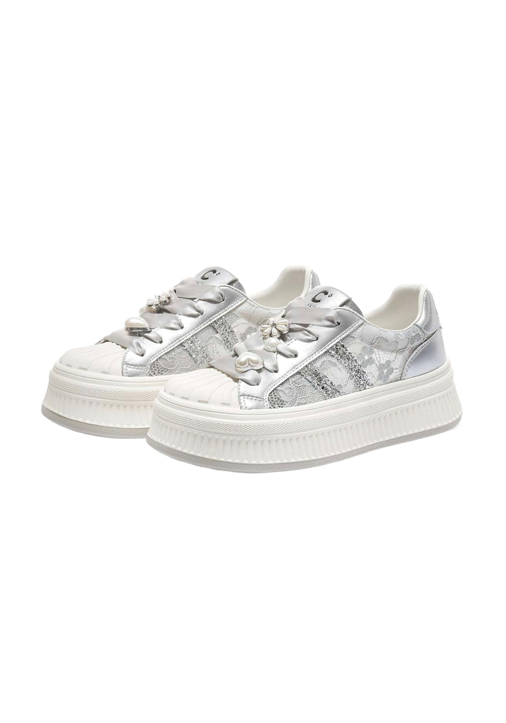 C.BANNER丨Shell head silk ribbon lace low-top sneakers - PSYLOS 1, C.BANNER丨Shell head silk ribbon lace low-top sneakers, Chunky Sneakers, C.BANNER, PSYLOS 1