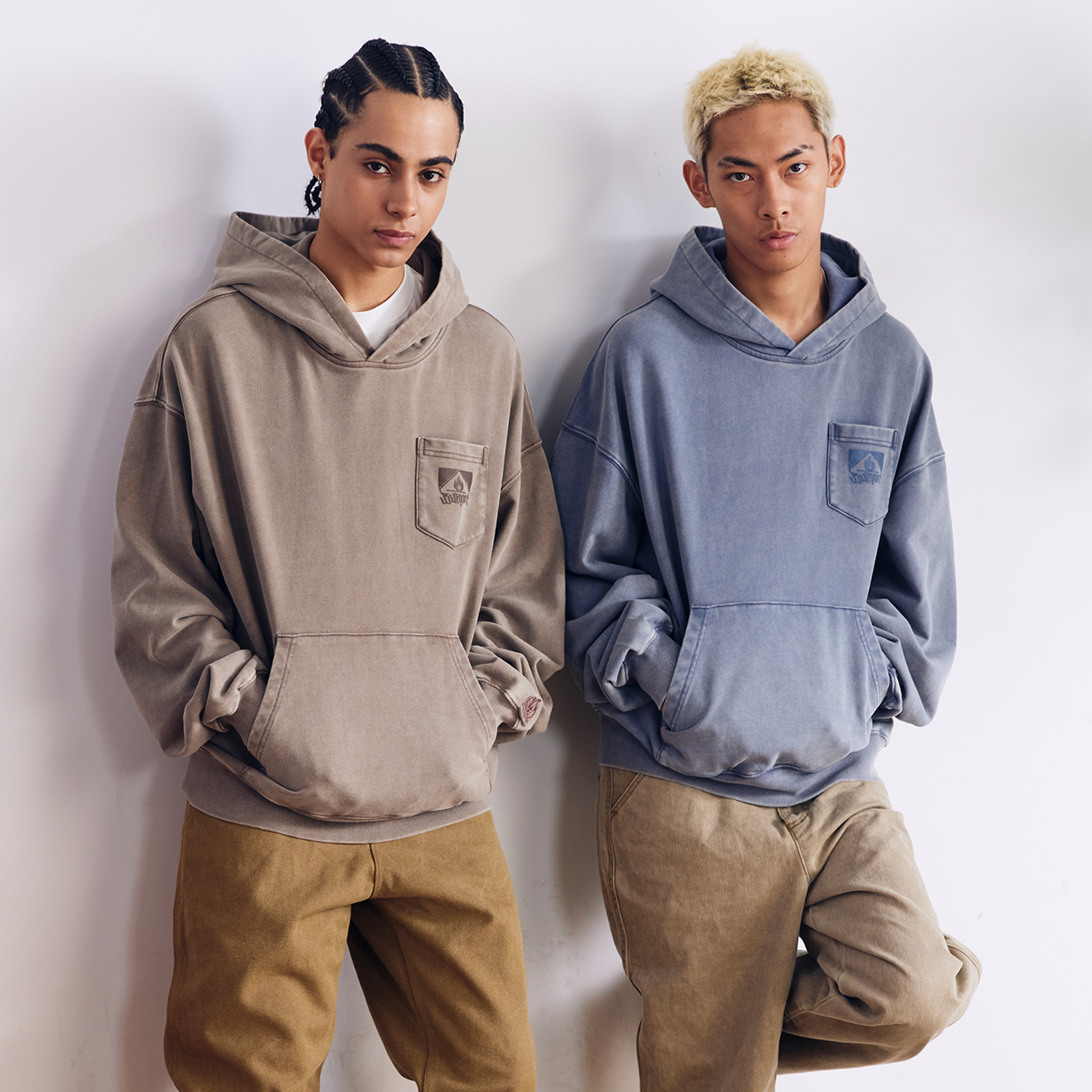 BURNIN* “97’series” worn square logo washed and distressed hooded sweatshirt - PSYLOS 1, BURNIN* “97’series” worn square logo washed and distressed hooded sweatshirt, T-Shirt, Burnin, PSYLOS 1