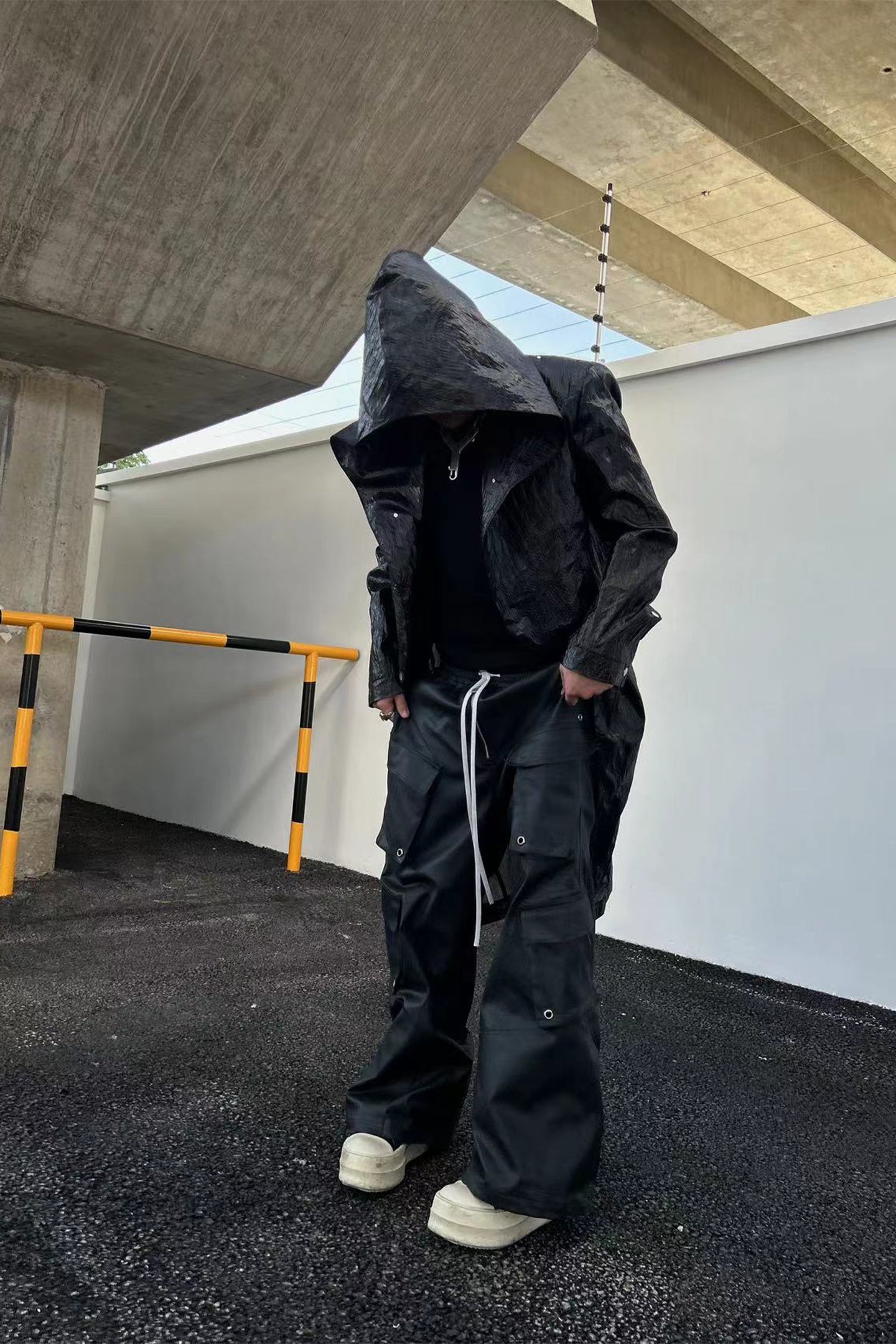 Disark│Anniversary Limited Edition Textured Pleated Shoulder Pad Hooded Coat - PSYLOS 1, Disark│Anniversary Limited Edition Textured Pleated Shoulder Pad Hooded Coat, Coat, Disark, PSYLOS 1