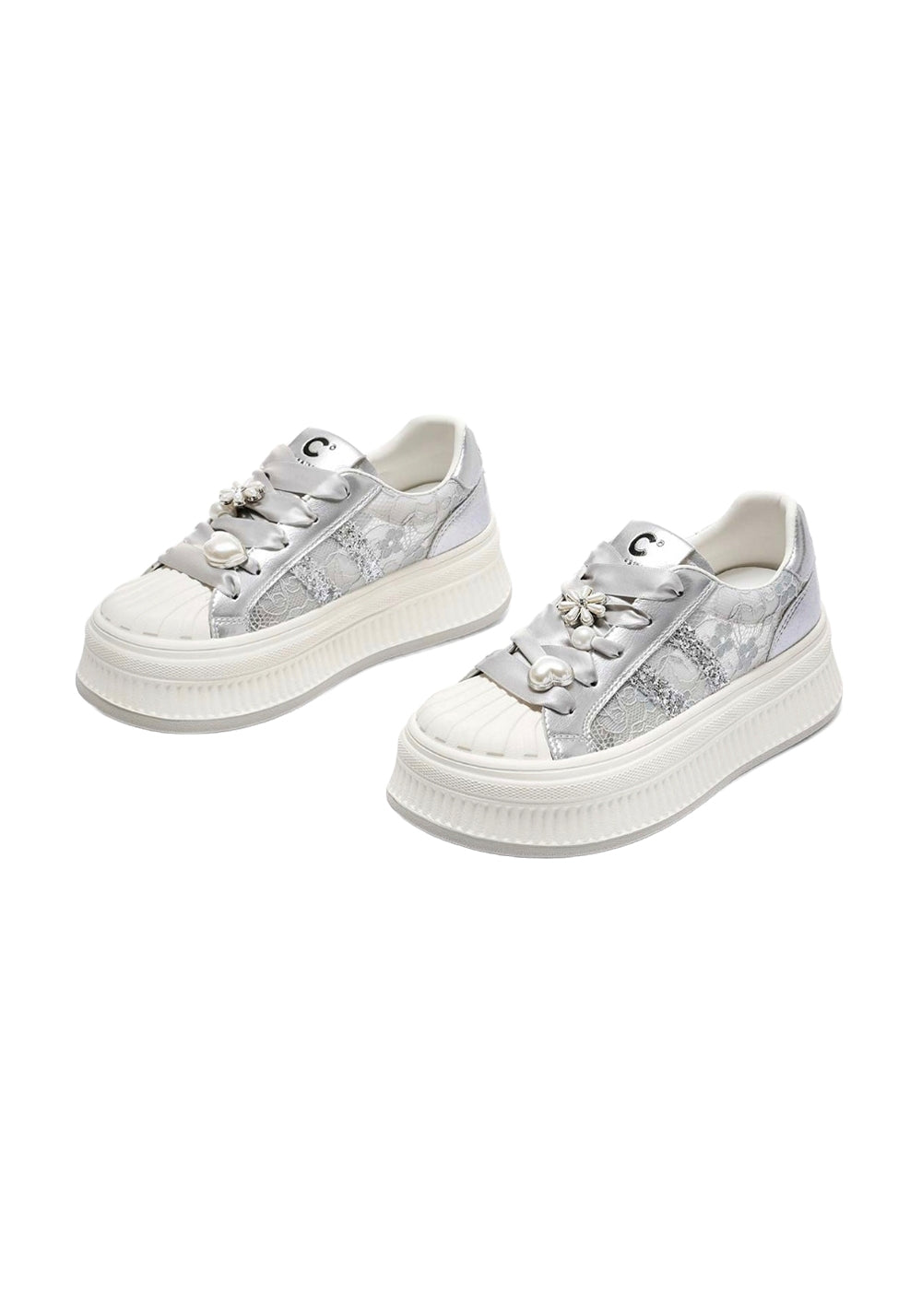 C.BANNER丨Shell head silk ribbon lace low-top sneakers - PSYLOS 1, C.BANNER丨Shell head silk ribbon lace low-top sneakers, Chunky Sneakers, C.BANNER, PSYLOS 1