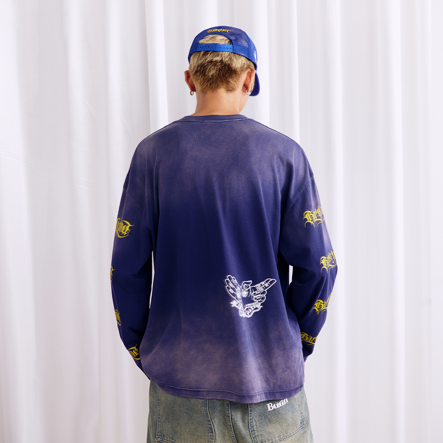 BURNIN Dyeing Distressed Community Culture Sweatshirt - PSYLOS 1, BURNIN Dyeing Distressed Community Culture Sweatshirt, Sweatshirts, Burnin, PSYLOS 1