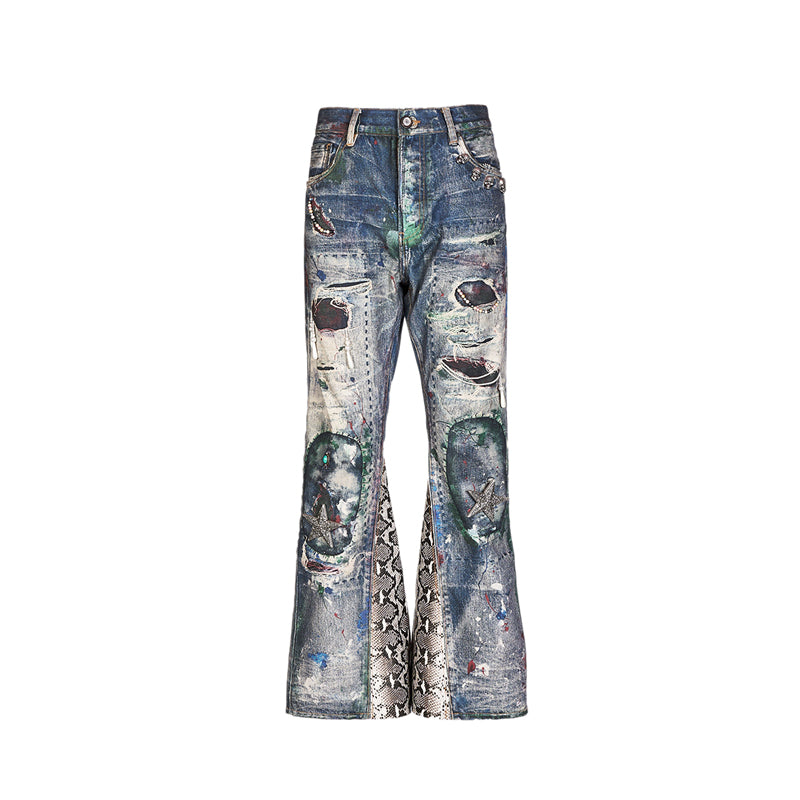 GLACIERBOY丨"RAP STAR" SERIES  Snake Waxed Jeans - PSYLOS 1, GLACIERBOY丨"RAP STAR" SERIES  Snake Waxed Jeans, Jeans, GLACIERBOY•JAPAN, PSYLOS 1