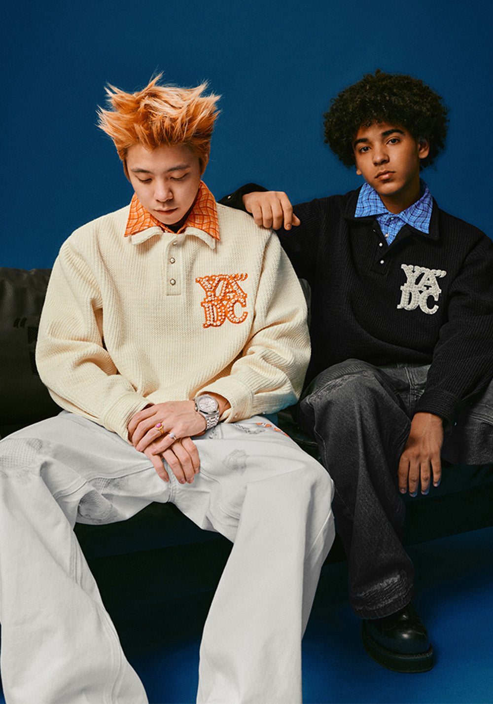 YADcrew丨Pearl LOGO Double Collar POLO Long Sleeve - PSYLOS 1, YADcrew丨Pearl LOGO Double Collar POLO Long Sleeve, Sweater, YADcrew•JAPAN, PSYLOS 1