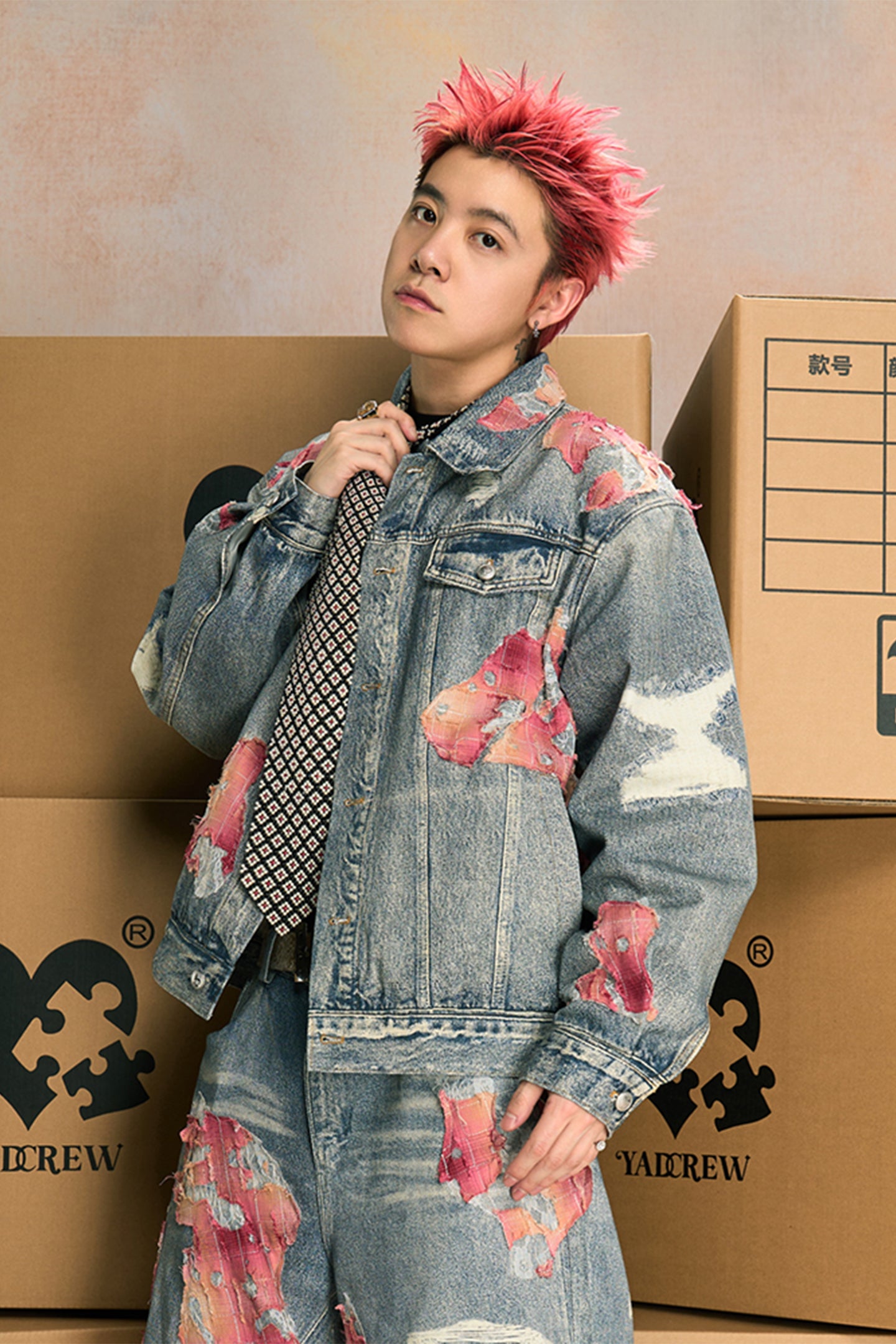 YADcrew | Sunset Cloud Lace Print Denim Jacket/Pants - PSYLOS 1, YADcrew | Sunset Cloud Lace Print Denim Jacket/Pants, Jacket, YADcrew•JAPAN, PSYLOS 1