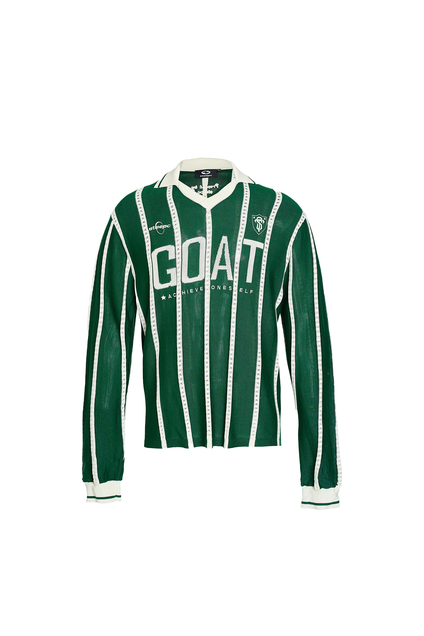 STEEPC Retro Green Blockcore Striped Sweater