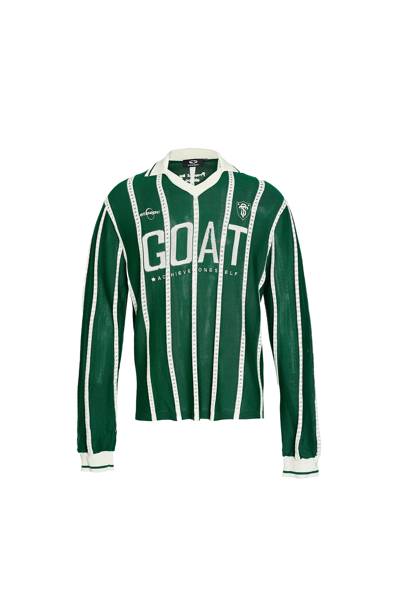 STEEPC Retro Green Blockcore Striped Sweater