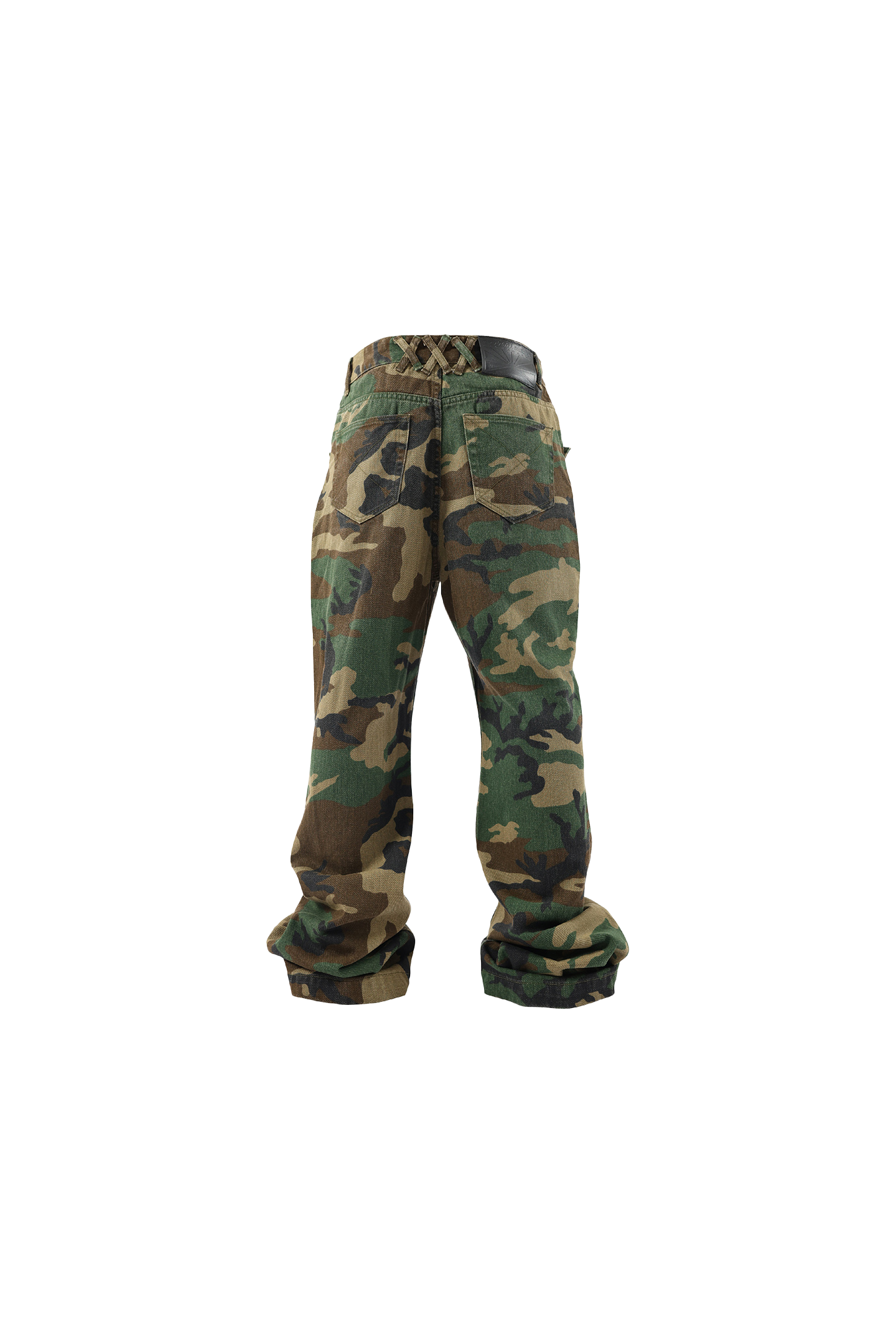 Military Green Camouflage Bootcut Denim Pants