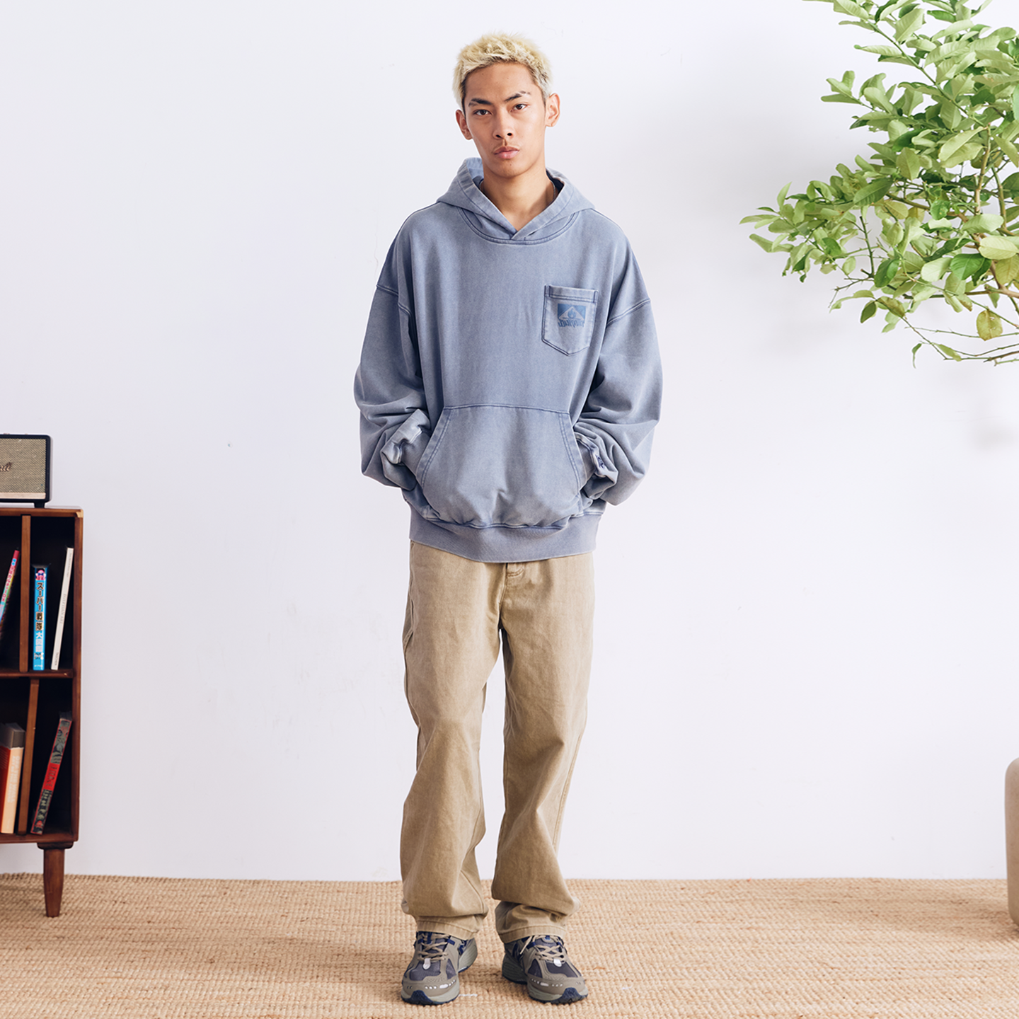 BURNIN* “97’series” worn square logo washed and distressed hooded sweatshirt - PSYLOS 1, BURNIN* “97’series” worn square logo washed and distressed hooded sweatshirt, T-Shirt, Burnin, PSYLOS 1