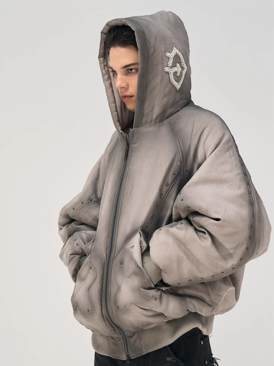 GLACIERBOY丨RAP STAR SERIES Studded Pearl Water-Washed Jacket - PSYLOS 1, GLACIERBOY丨RAP STAR SERIES Studded Pearl Water-Washed Jacket, Down Jacket, GLACIERBOY•JAPAN, PSYLOS 1