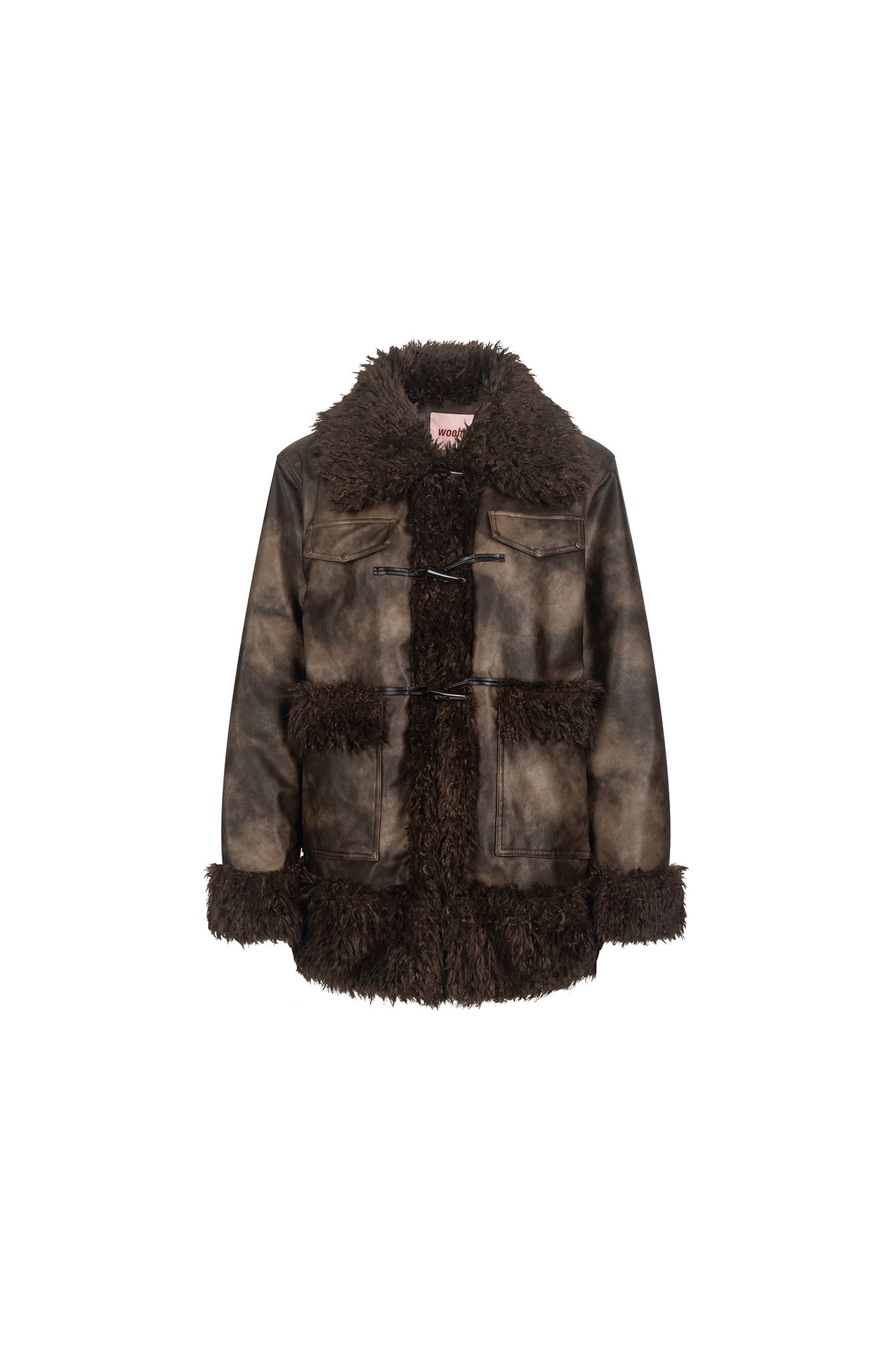 Fur Collar Patchwork Leather Jacket