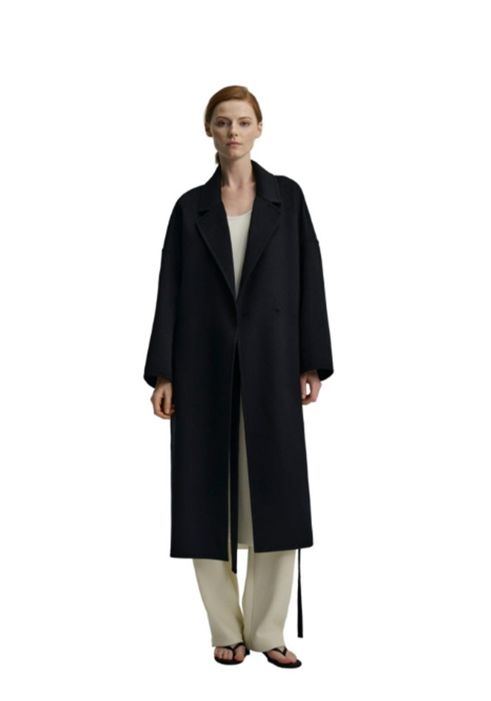 CASHMERE 100% Cashmere Coat With Concealed Buttons - Black