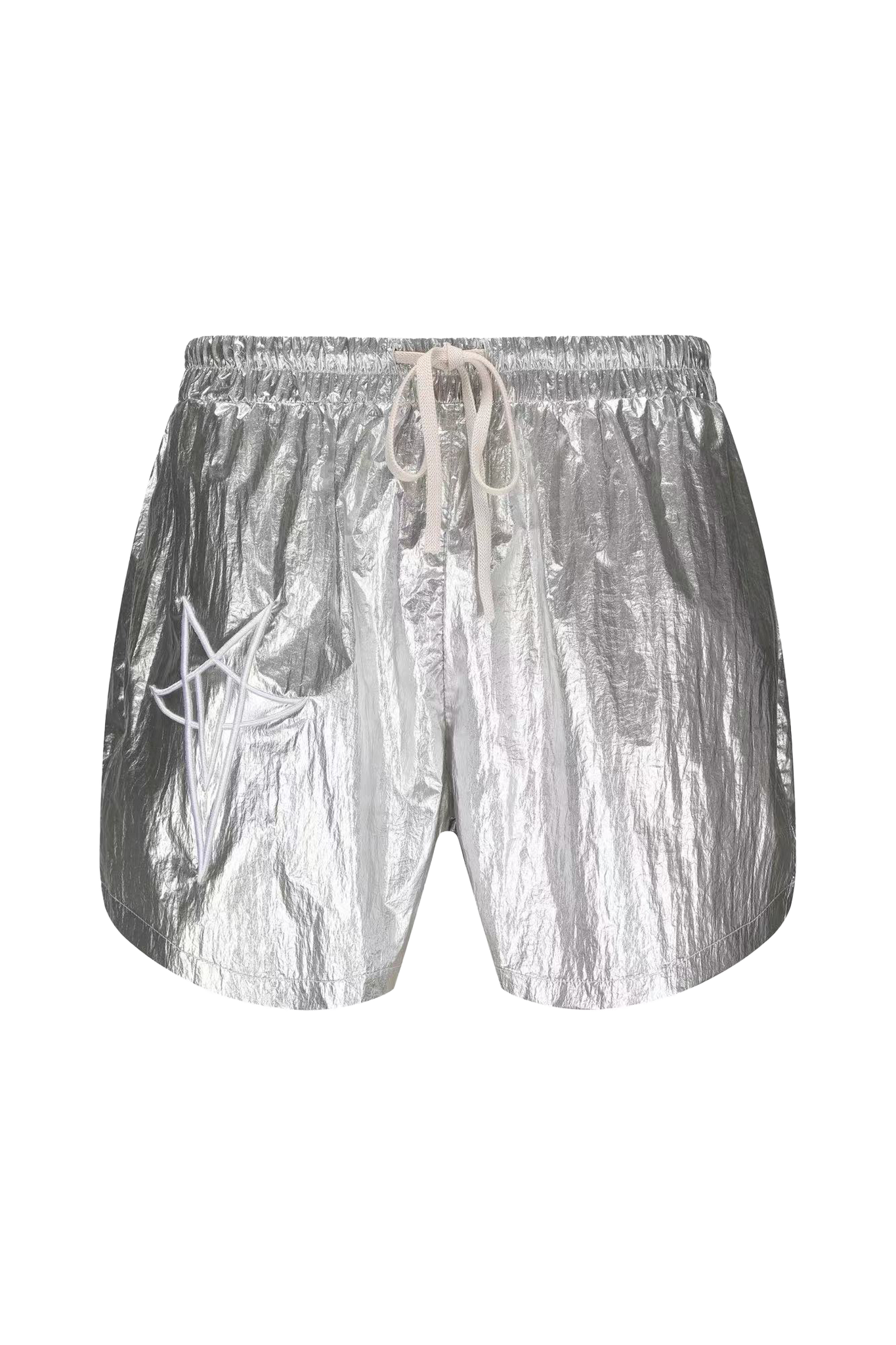 Disark Five-pointed Star Embroidered Metallic Nylon Shorts