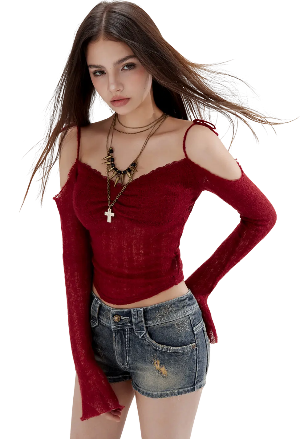 Knitted Hollow Top - PSYLOS 1, Knitted Hollow Top, Sweatshirts, WooHa, PSYLOS 1