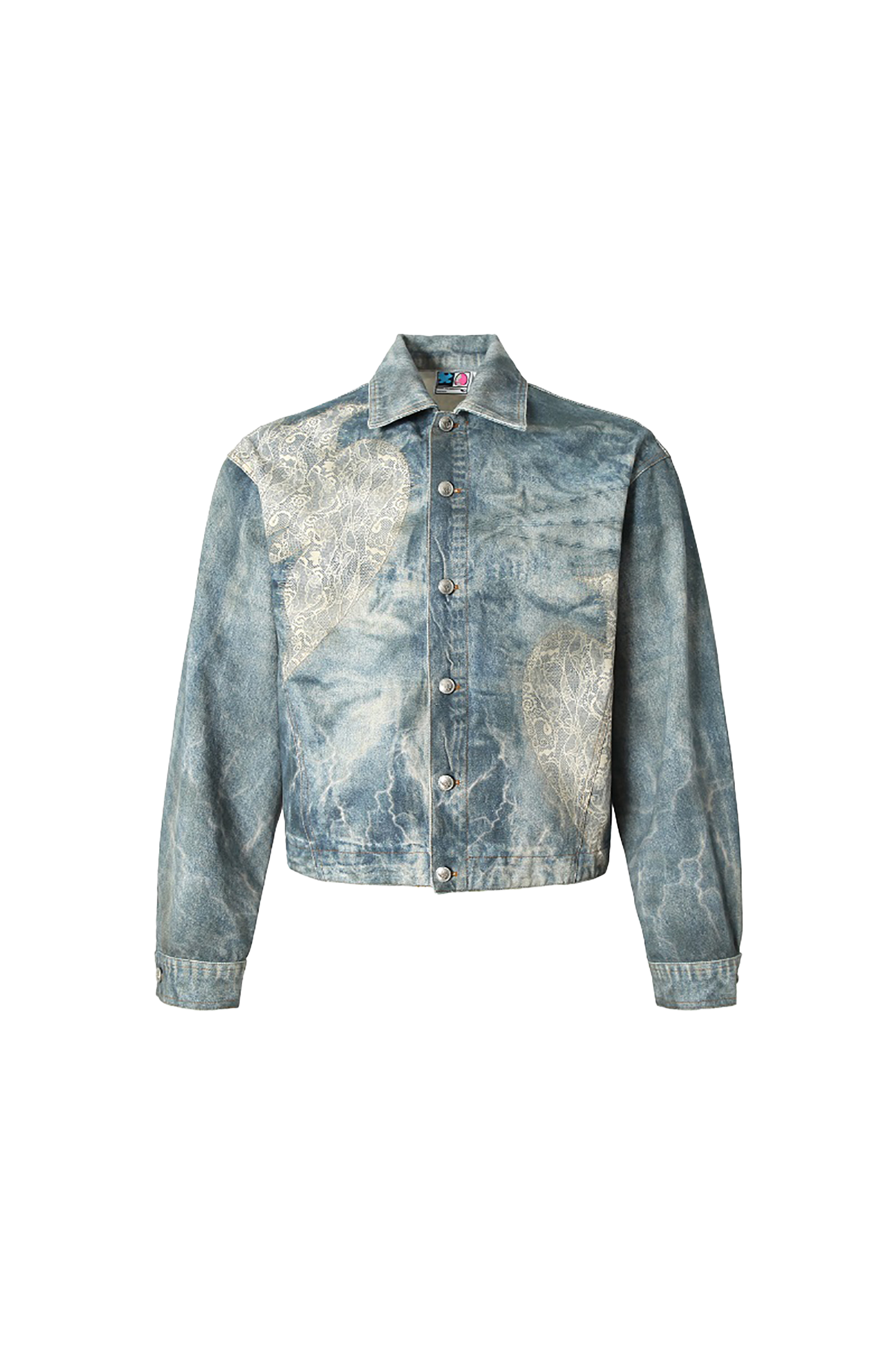 YADcrew | Lace Peace Dove Denim Vintage Jacket - PSYLOS 1, YADcrew | Lace Peace Dove Denim Vintage Jacket, Jacket, YADcrew•JAPAN, PSYLOS 1