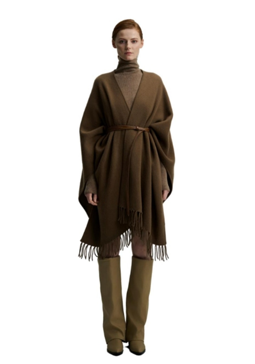 CASHMERE Cashmere Handmade Fringed Shawl -Coffee