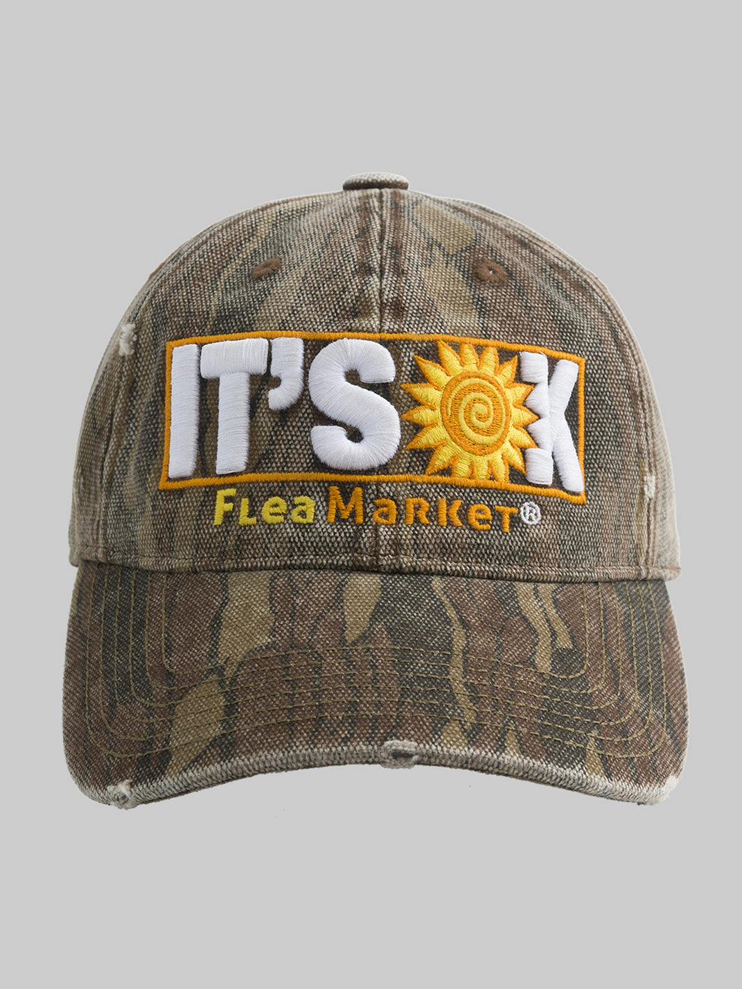 FLEAMARKET | "IT'S OK" Wood Grain Curve Brim Cap - PSYLOS 1, FLEAMARKET | "IT'S OK" Wood Grain Curve Brim Cap, Hats, FLEAMARKET, PSYLOS 1