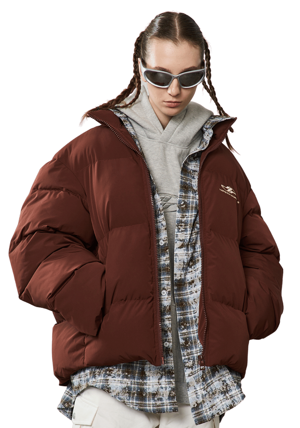 Faux Two Piece Checkered Shirt Puffer Jacket | PSYLOS 1