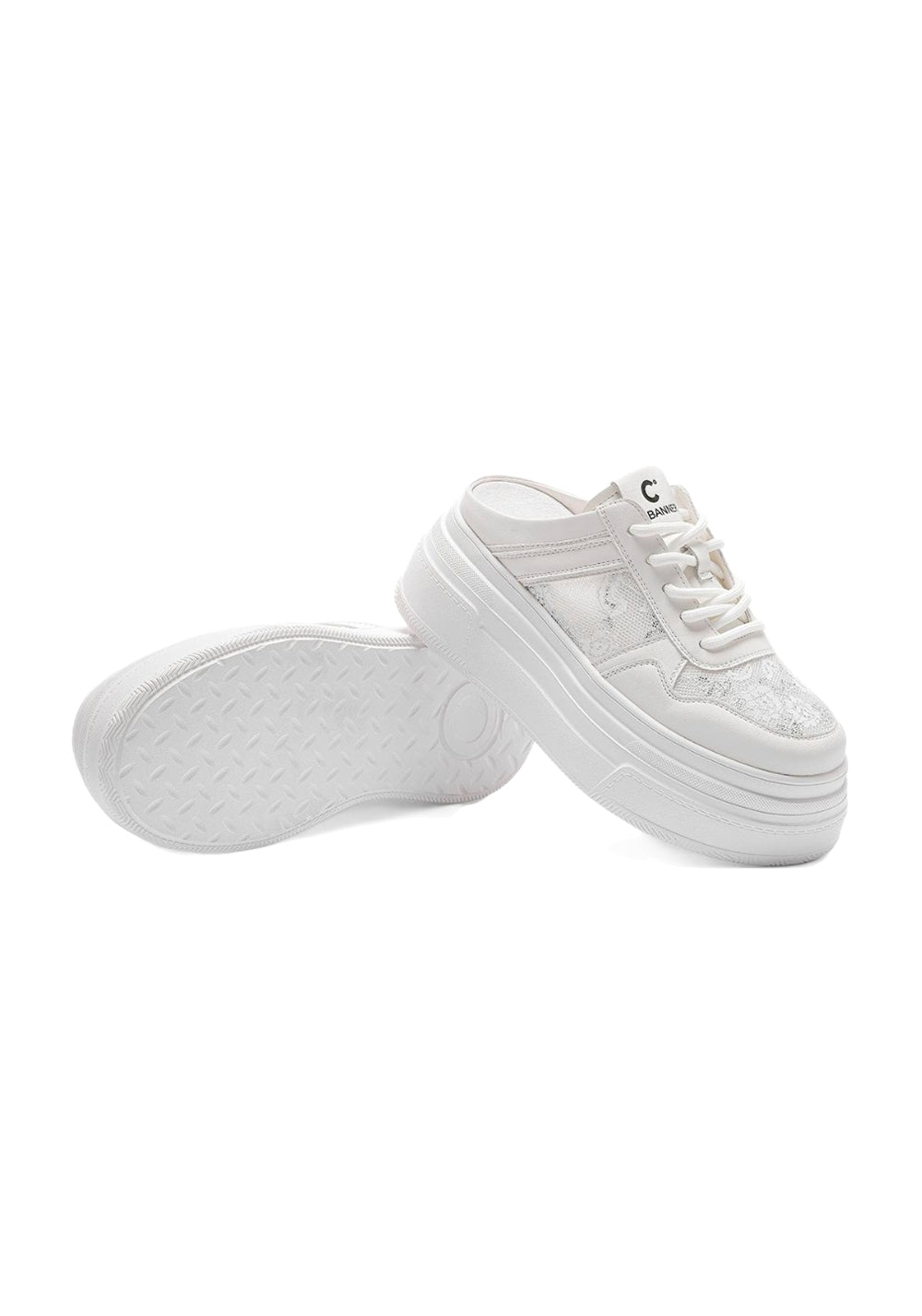 C.BANNER丨Lace Platform Slip-On Mules - PSYLOS 1, C.BANNER丨Lace Platform Slip-On Mules, Chunky Sneakers, C.BANNER, PSYLOS 1
