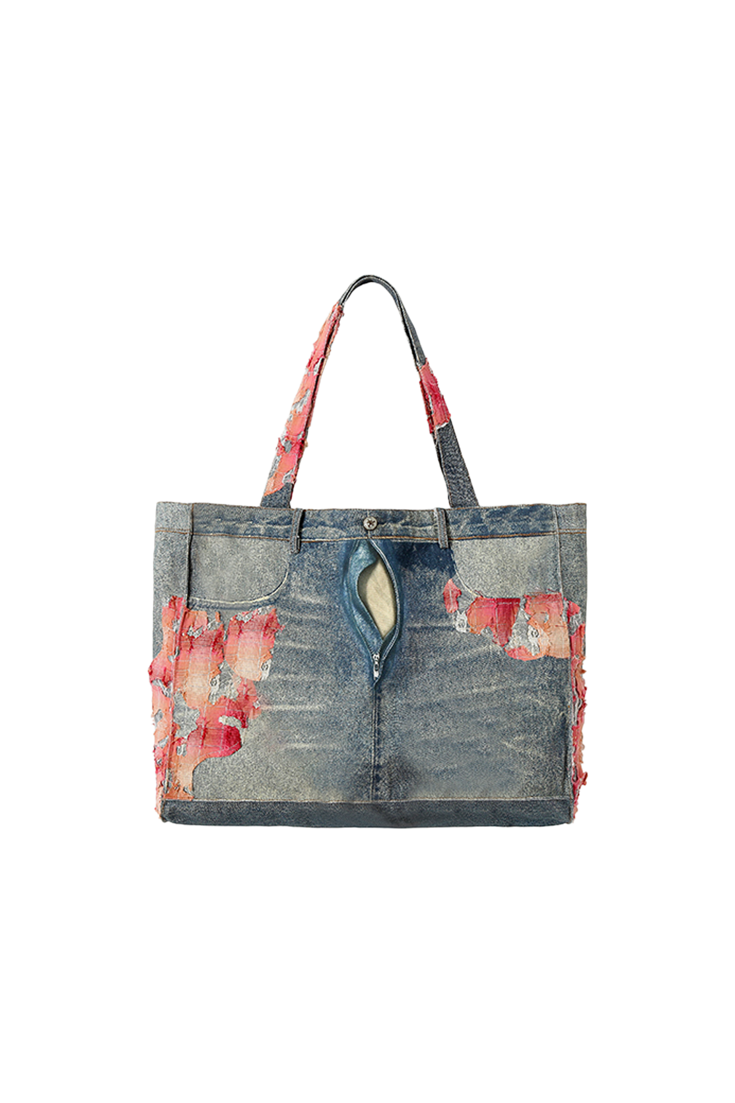 Sunset Cloud Lace Denim Tote Bag