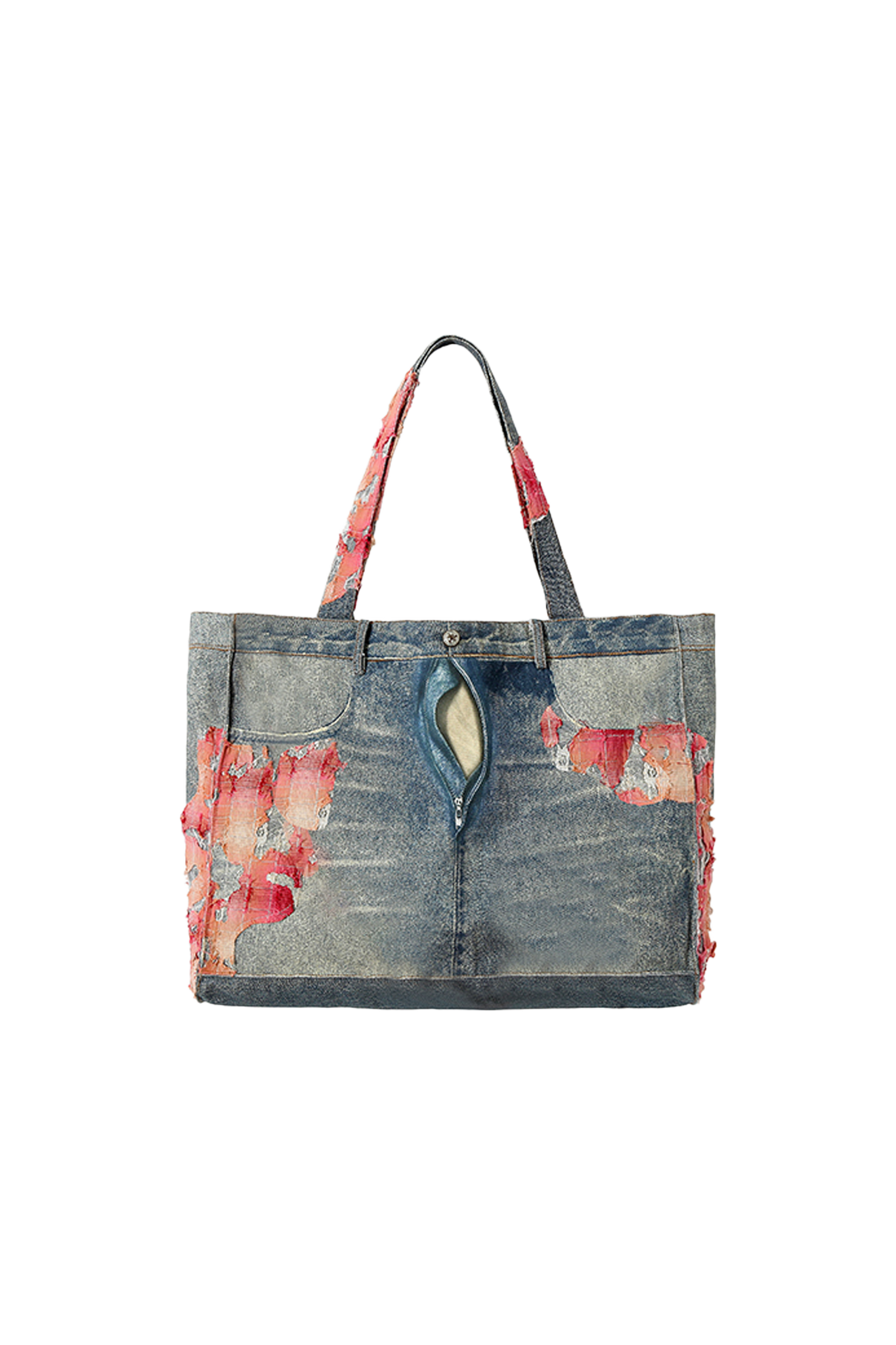 Sunset Cloud Lace Denim Tote Bag